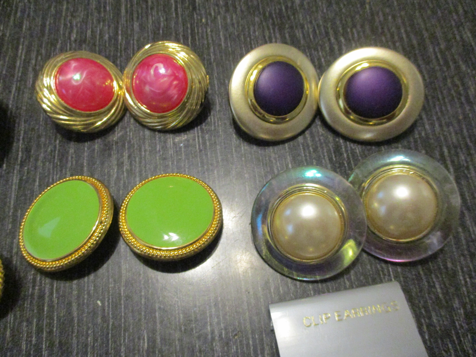 12 Vintage 80’s 90’s Clip On Earrings Pairs Assorted Styles & Sizes Lot # 32