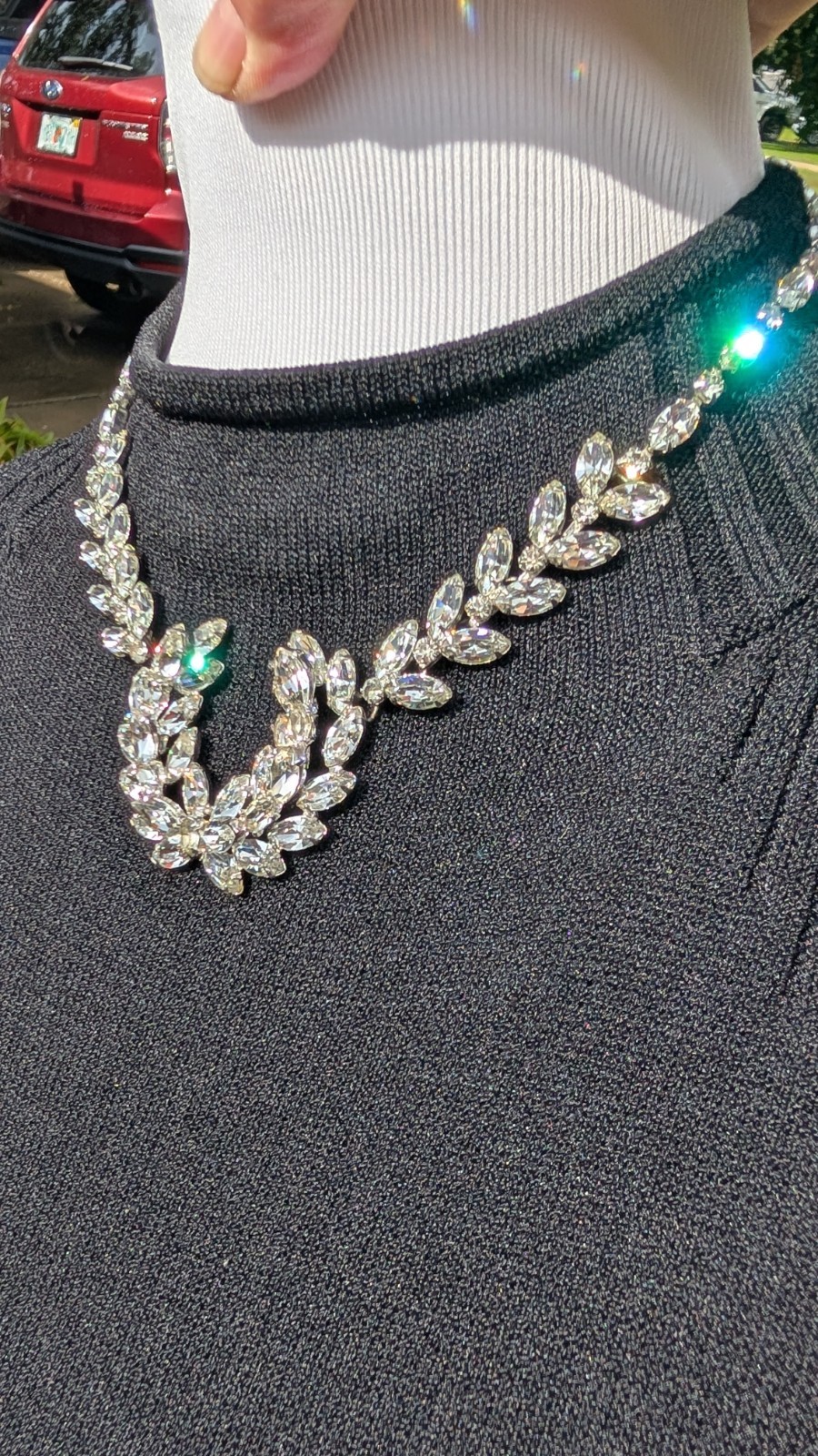 Fabulous vintage CHRISTIAN DIOR by KRAMER rhinestone adjust. statement necklace