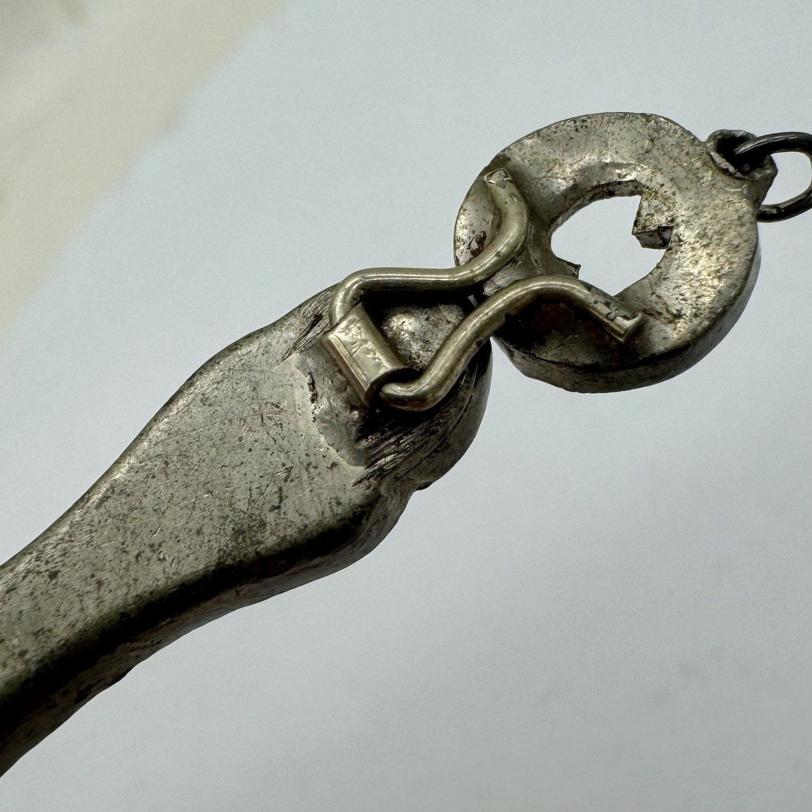 VTG Art Deco Crystal Rhinestone Pot Metal Elongated Amulet Pendant 3” AS IS