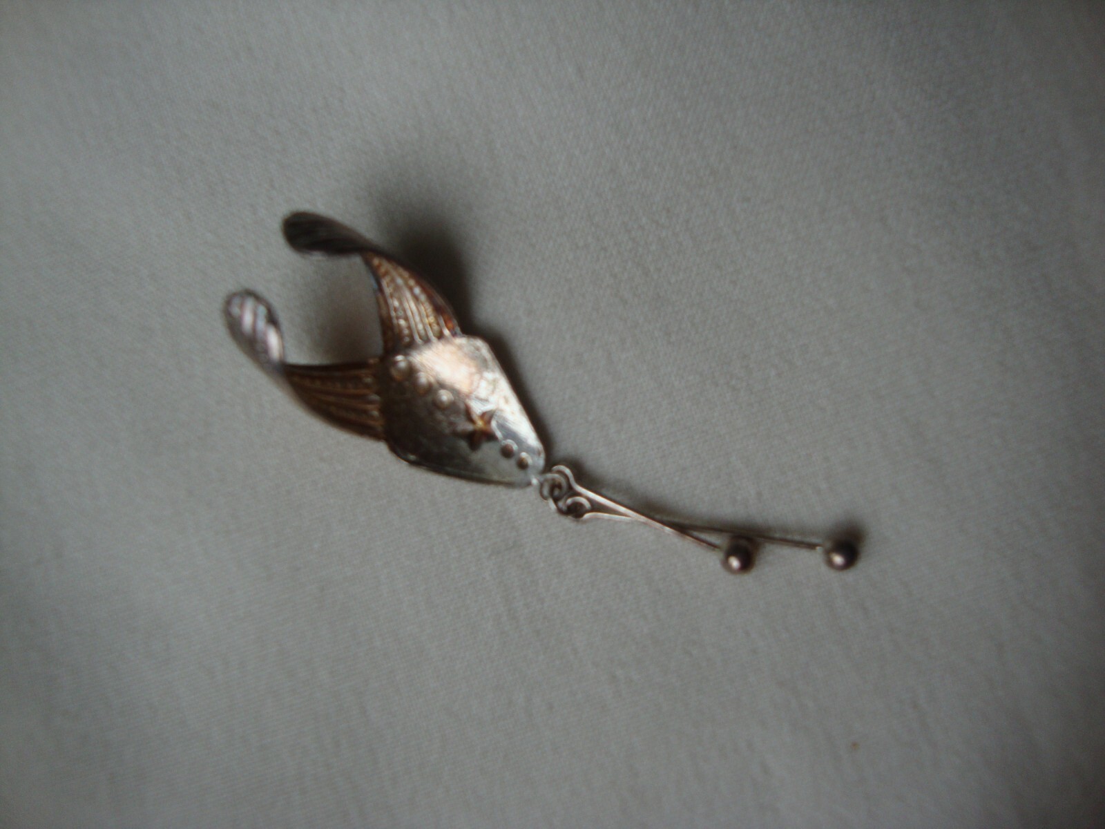 VTG UNIQUE EMBOSSED STAR CUFF W/ DANGLING BEADS STERLING SILVER 925 DROP EARRING