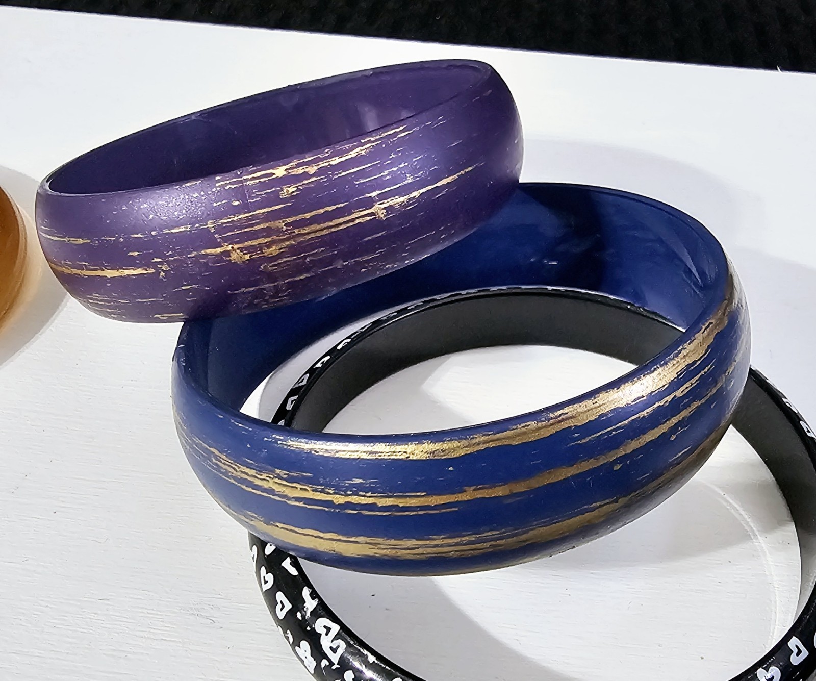 Vintage Lucite Acrylic Resin Plastic Bangle Bracelets Lot Of 7 Multi Color