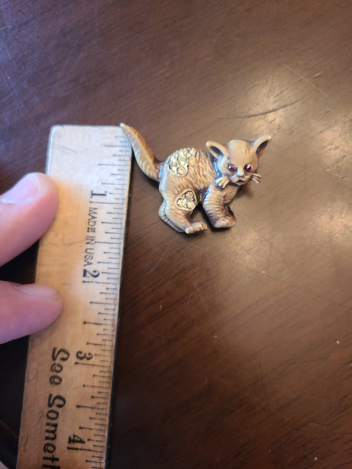 Vintage Brown Tone Rhinestone Pin Brooch, See Pictures, A Little Creepy, LOL