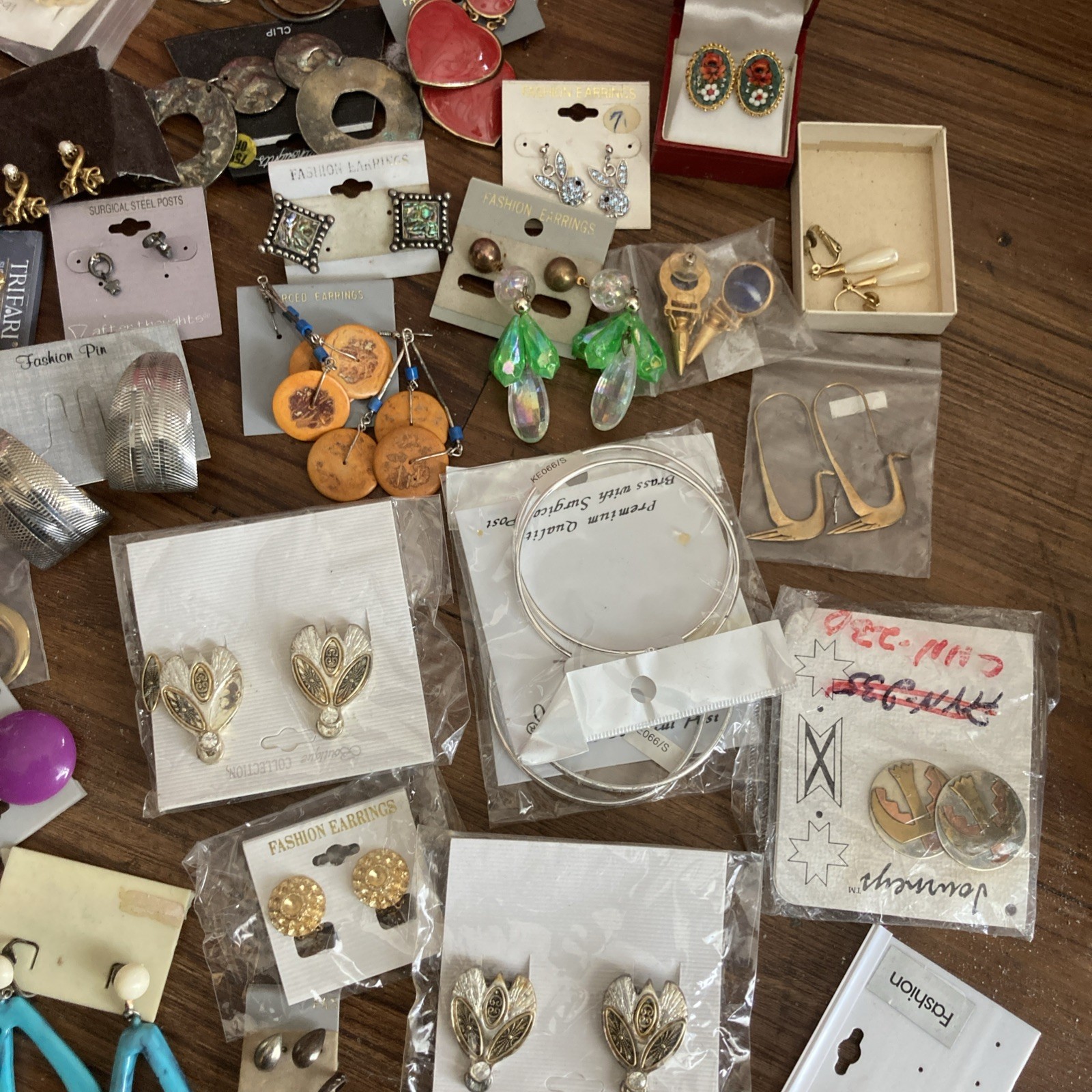 Vintage Jewelry Lot Box Full Of Costume Earings- 30-40 pairs . As is