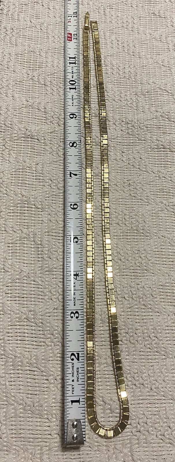 Vintage Monet Gold Tone Flat Square Link Chain Necklace 24”