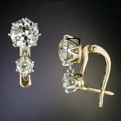 5Ct Art Deco Style Lab Created Diamond Anniversary Wedding 14K Gold FN Earrings