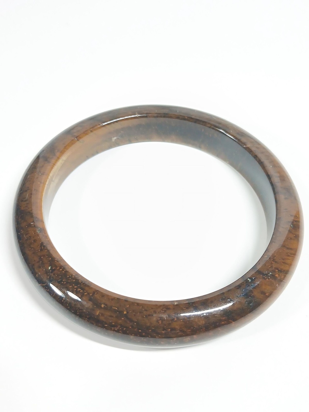 Golden Brown Jadeite Bangle 67mm Tiger Vein Pattern
