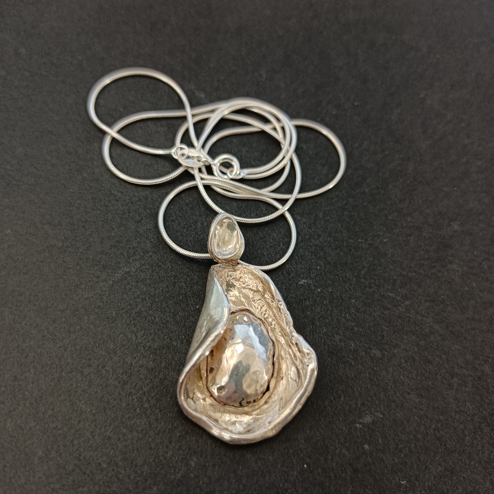 Modernist Sterling Silver Sculptural Pendant Necklace Abstract Freeform Art VTG