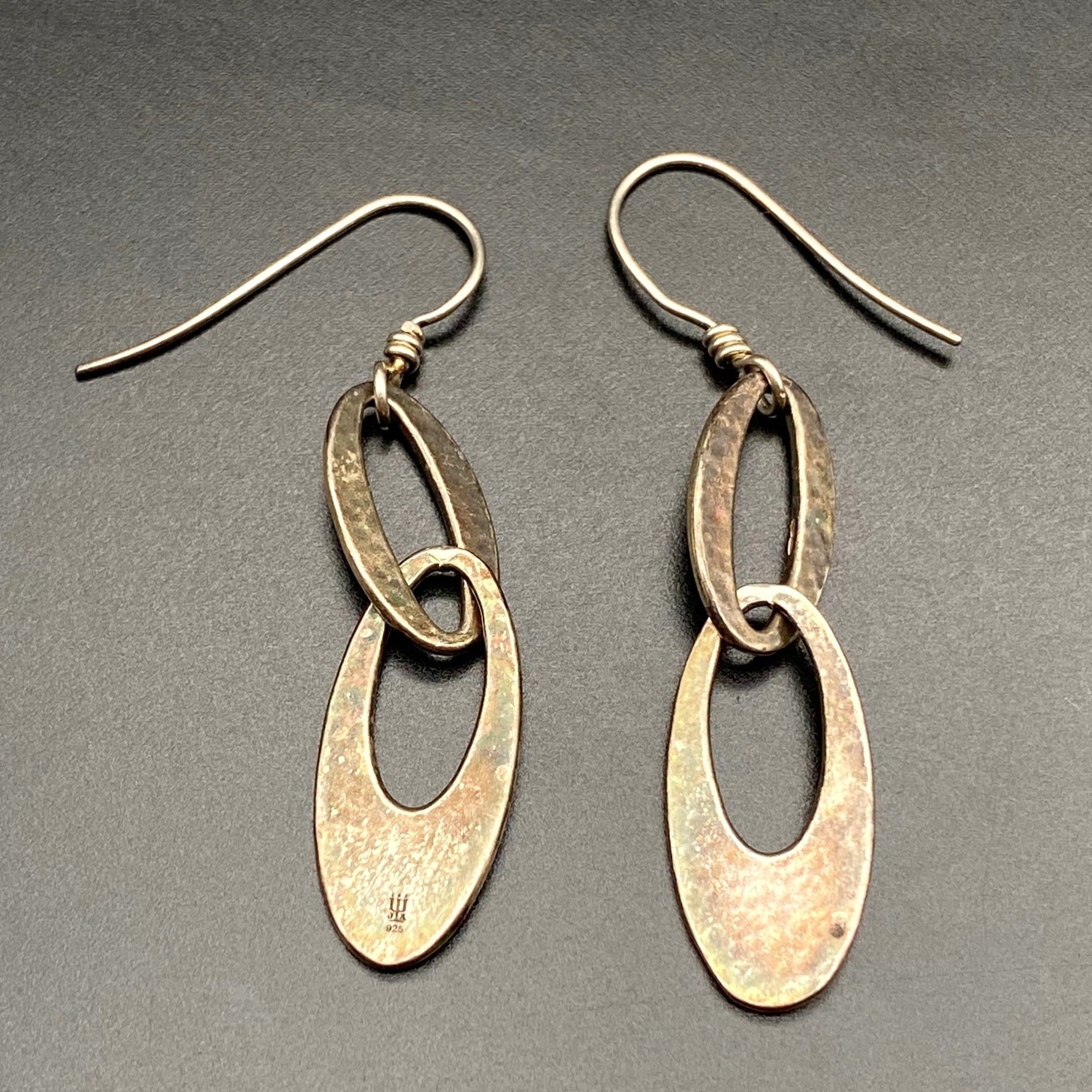 Vintage James Avery Hammer Work Sterling Silver Drop Earrings
