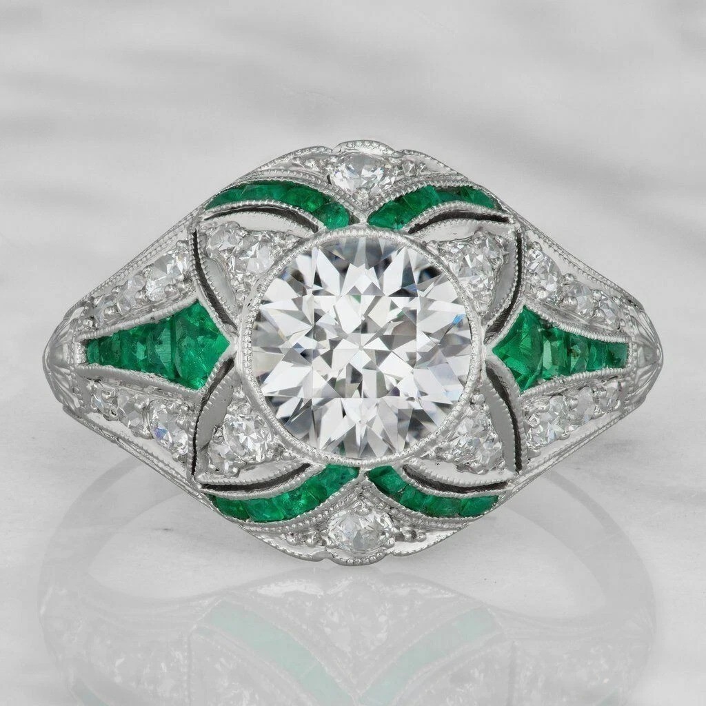 3.15Ct Art Deco Style Lab Created Diamond Anniversary 14k White Gold Finish Ring