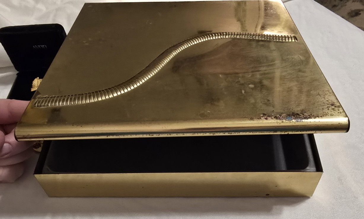 Avon 100 Year Anniversary 1986 Lot: Gold Jewelry Box, Rose Keychain, Brooch, Pin