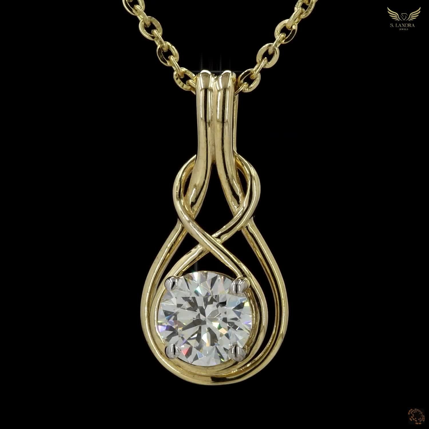 Lab Created Diamond 0.72ct Pendant Necklace Yellow Gold Plated Gift