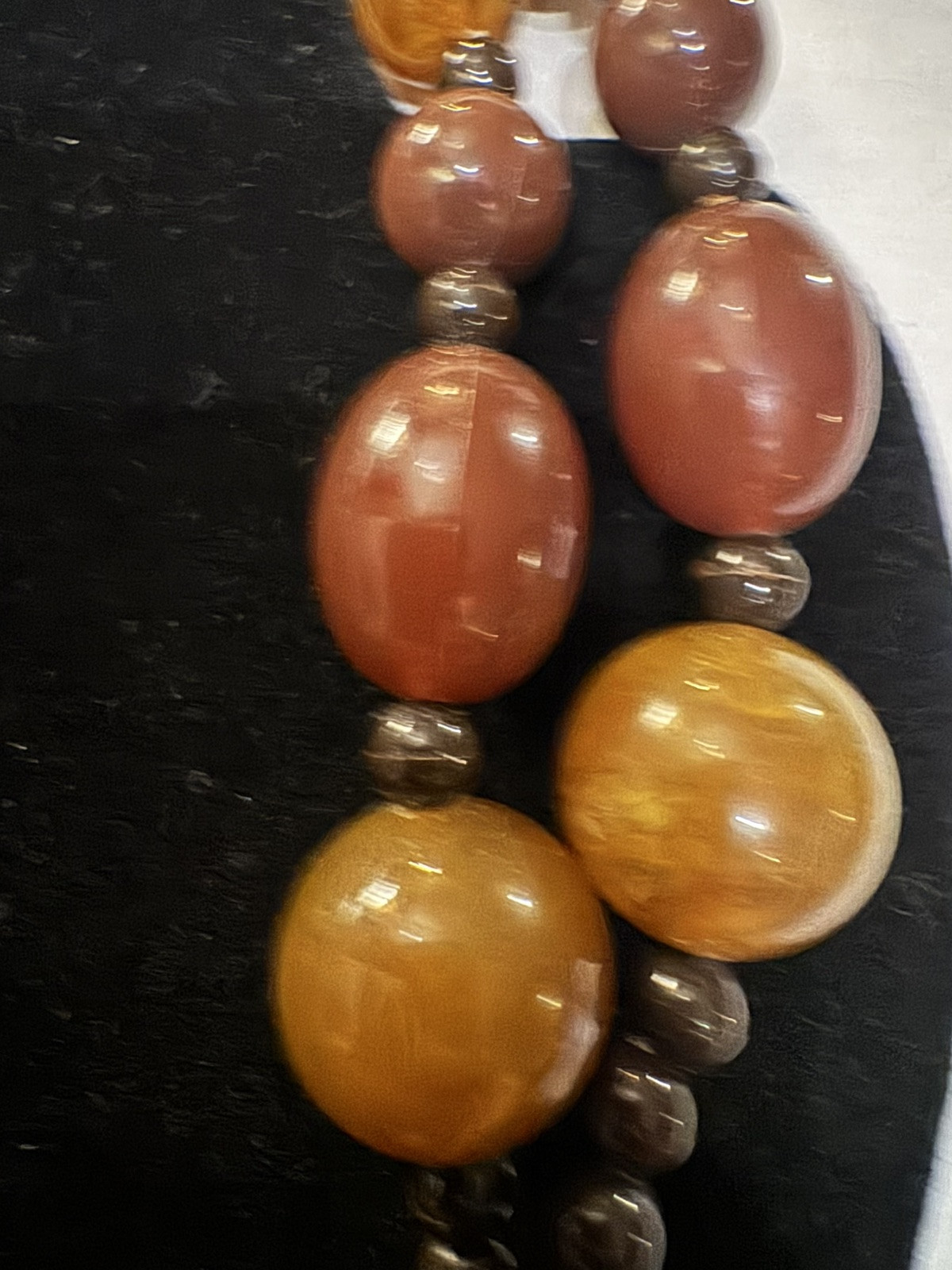 Vintage Women’s Acrylic Beaded Necklace, Assorted Sizes, Brown Golden Tan 70’s