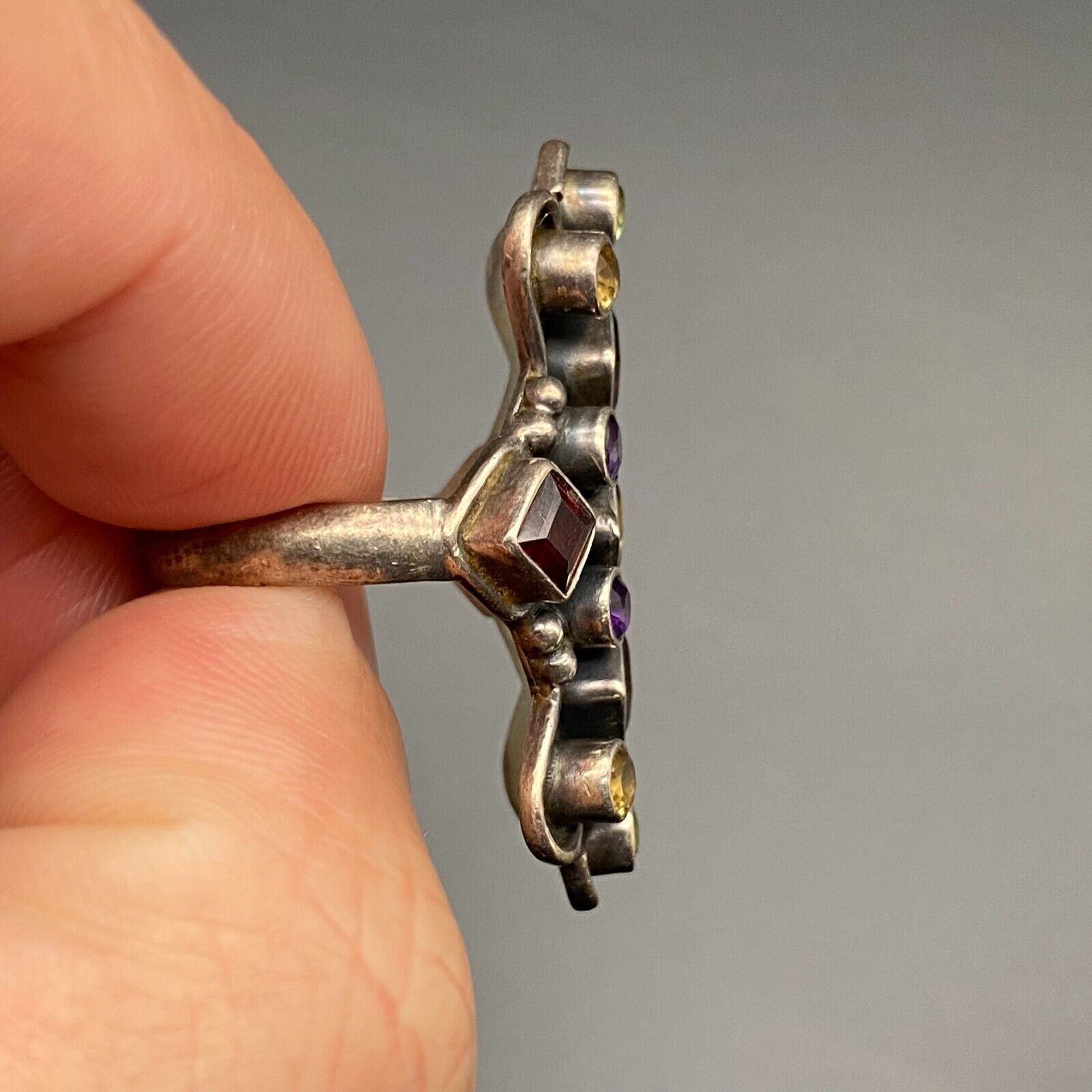 Vintage Multiple Stones Sterling Silver Ring Size 6