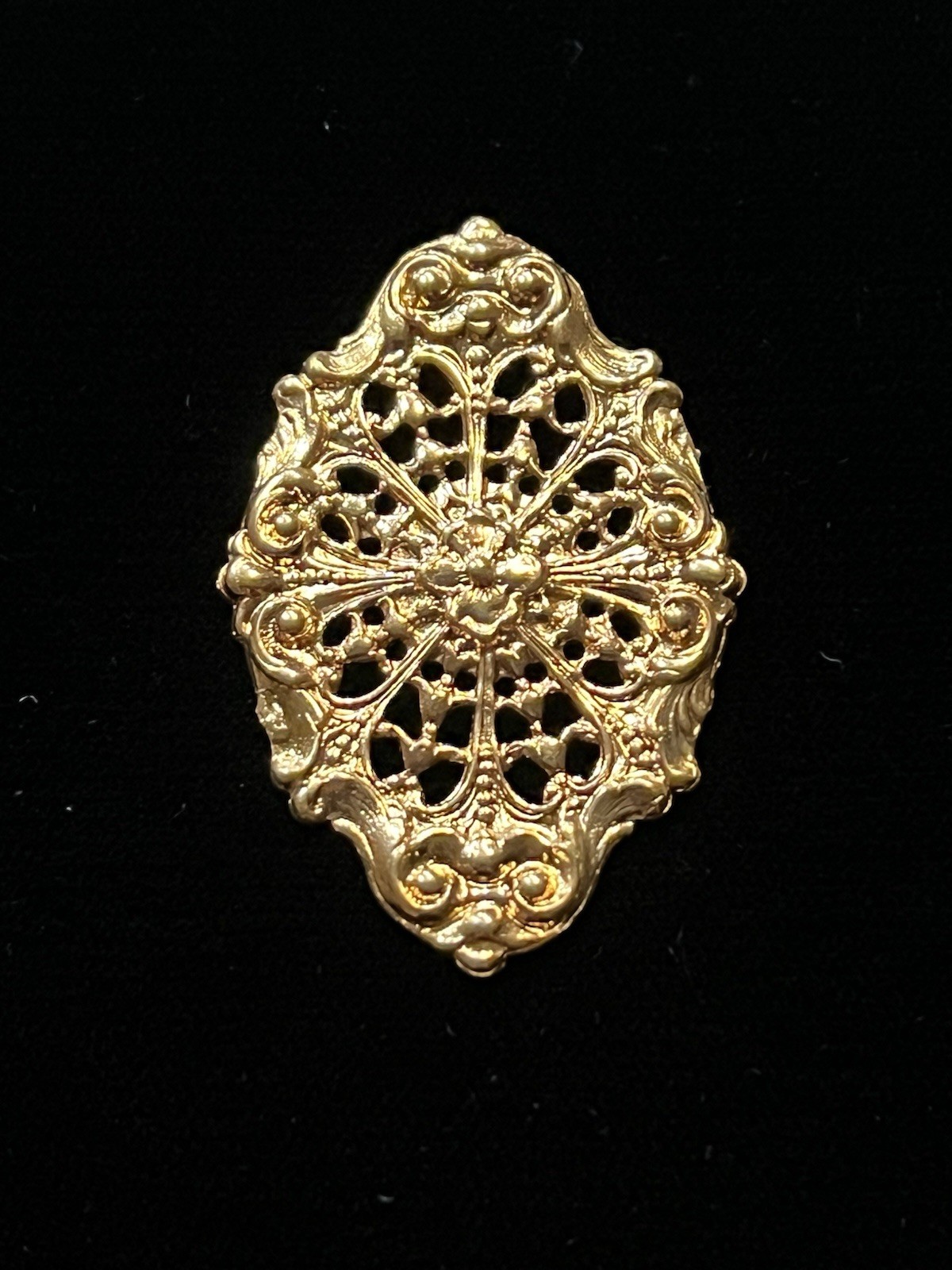 Large Vintage Gold Plated Brass Stamping for Jewelry Design NOS 22K Gold Plated