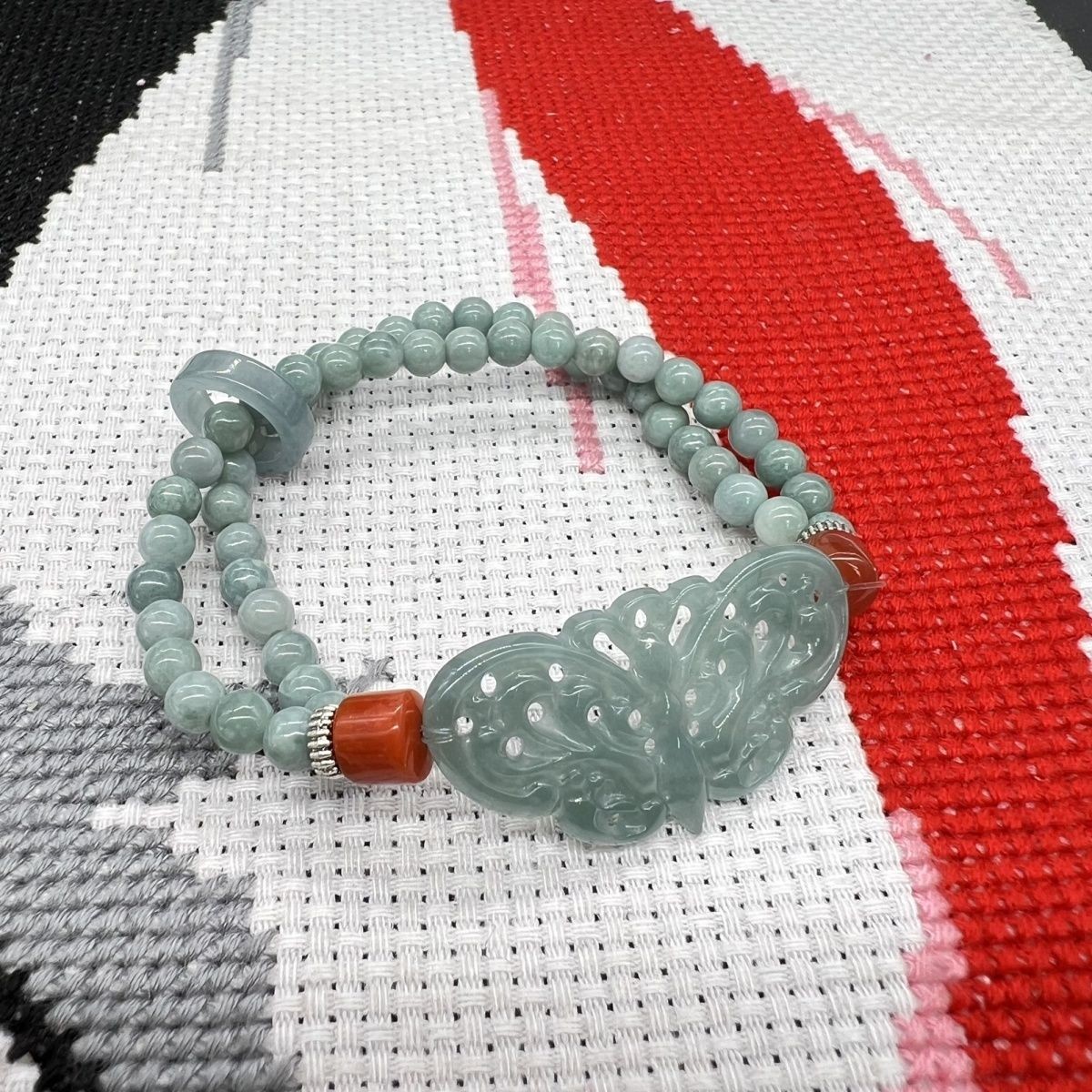 Natural A Jade Blue Water Butterfly Bracelet Chinese Style Hand Carved Jewelry
