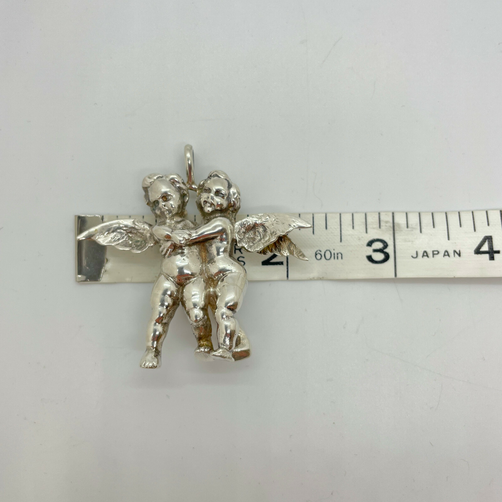 Vintage Fratelli Peruzzi Silver Two Angels Embracing Cherubs Brooch Pendant