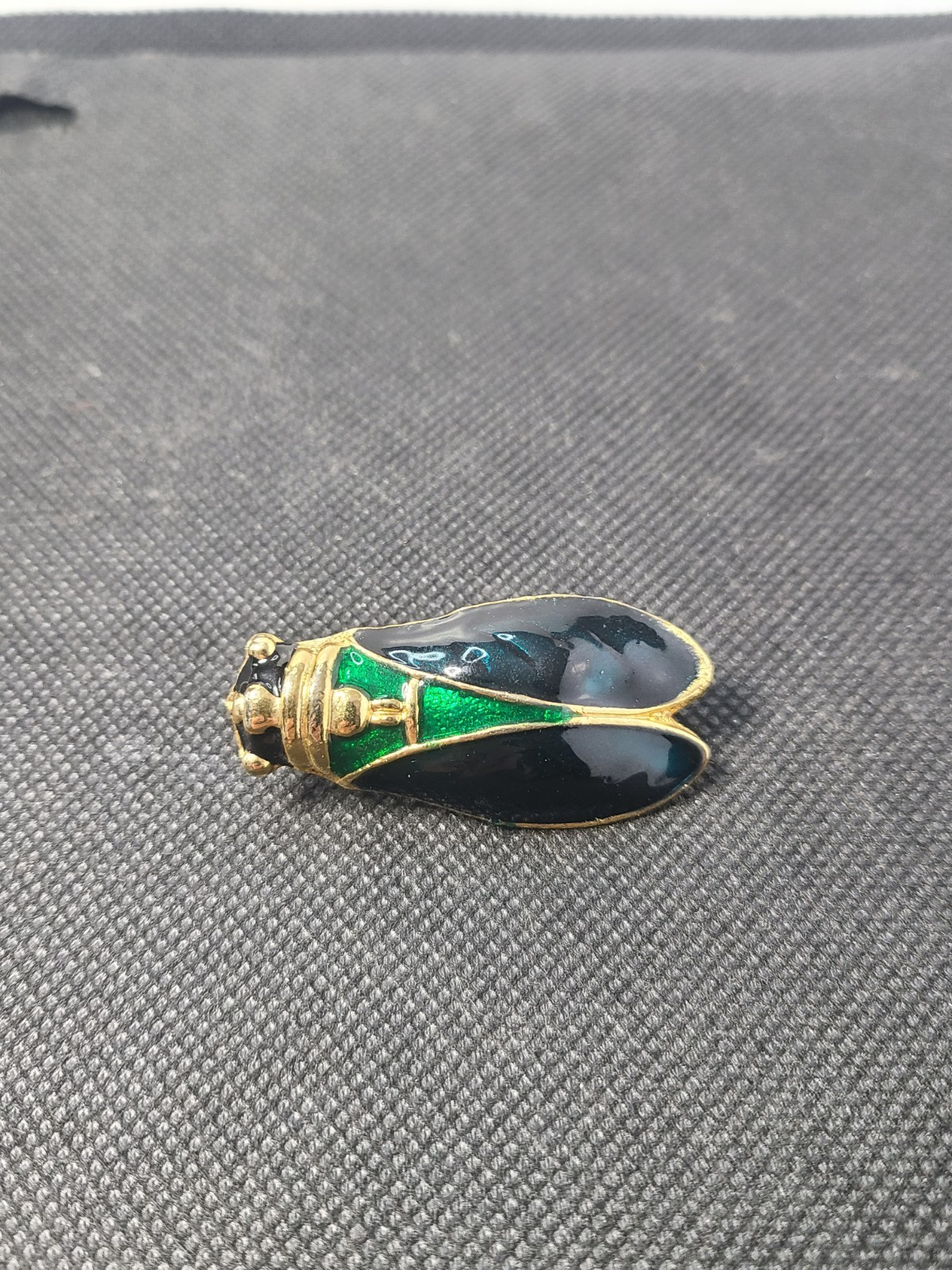 Signed (Unreadable) Cicada Green Enamel 1.75″ Brooch