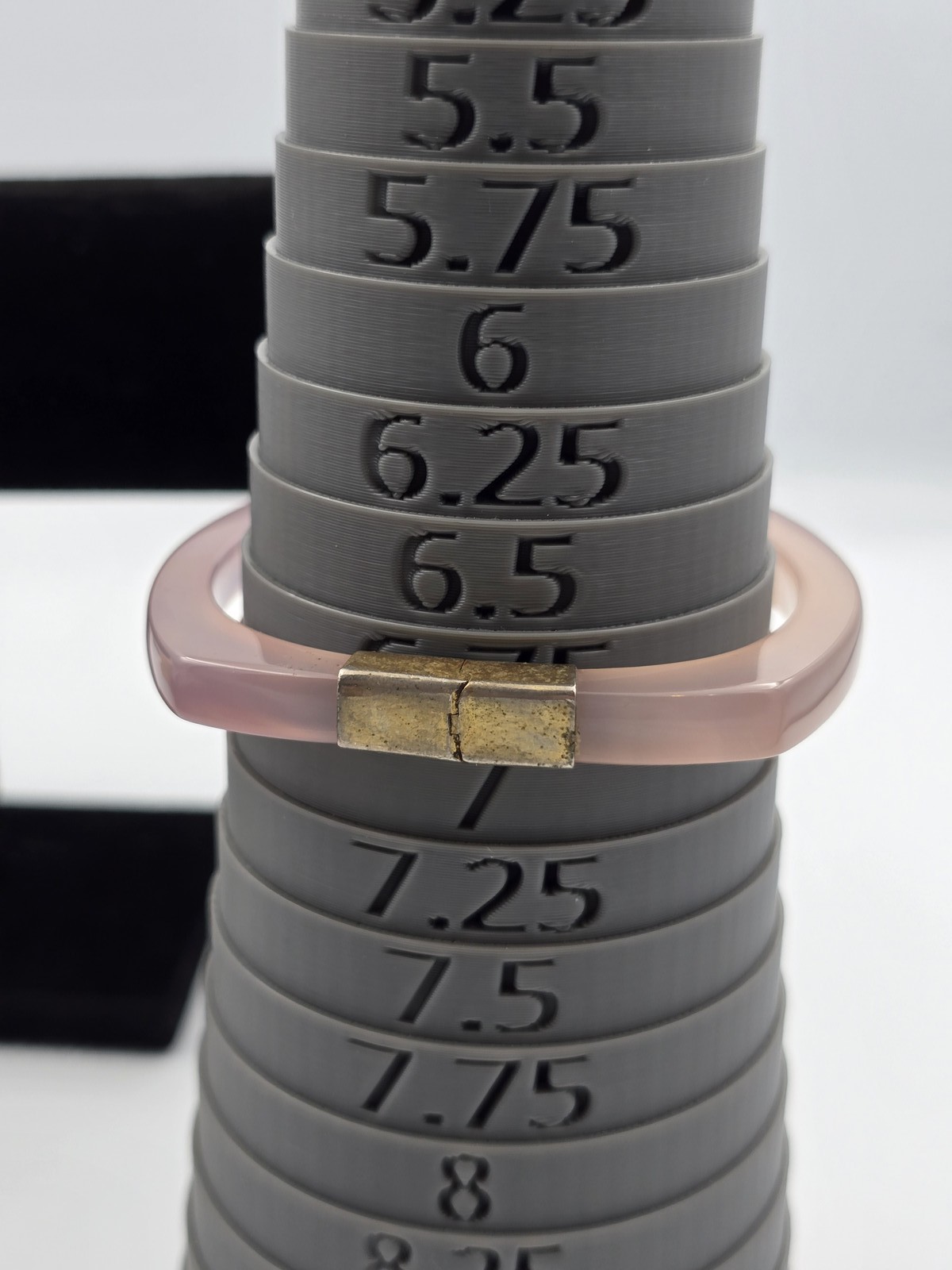 Vintage Rose Quartz Square Bangle Bracelet Gold Tone Hinged Closure Estate Find