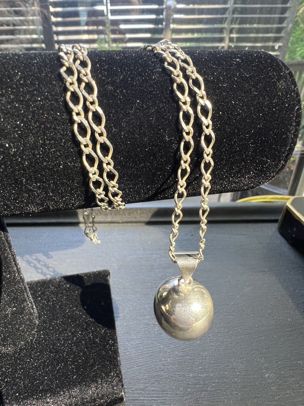 VTG Italy 925 Sterling Silver Harmony Ball Orb Pendant Necklace Modernist 30g