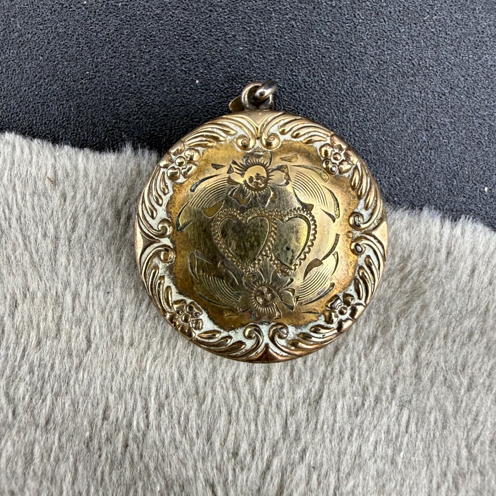Vintage Gold Filled Locket Round Army Navy Sailor Sweetheart READ