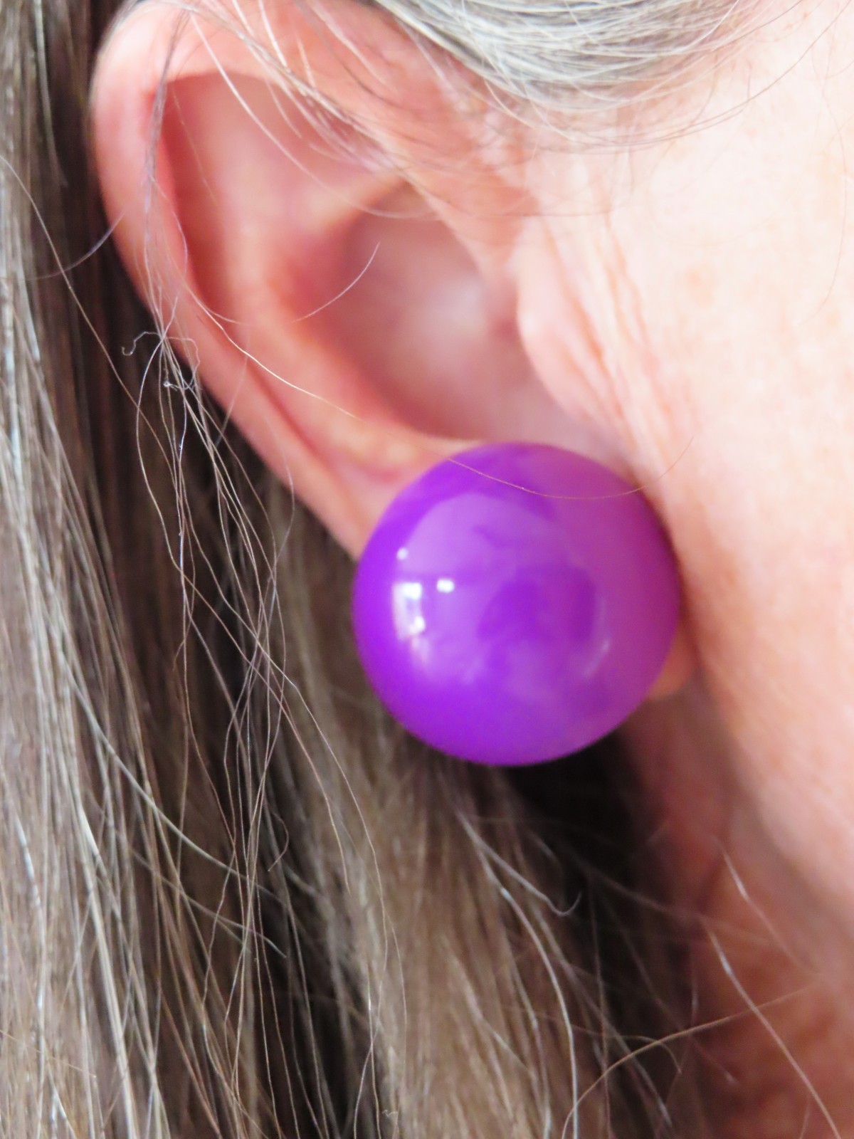 Vintage 1980’s Purple Metal Domed Clip Earrings