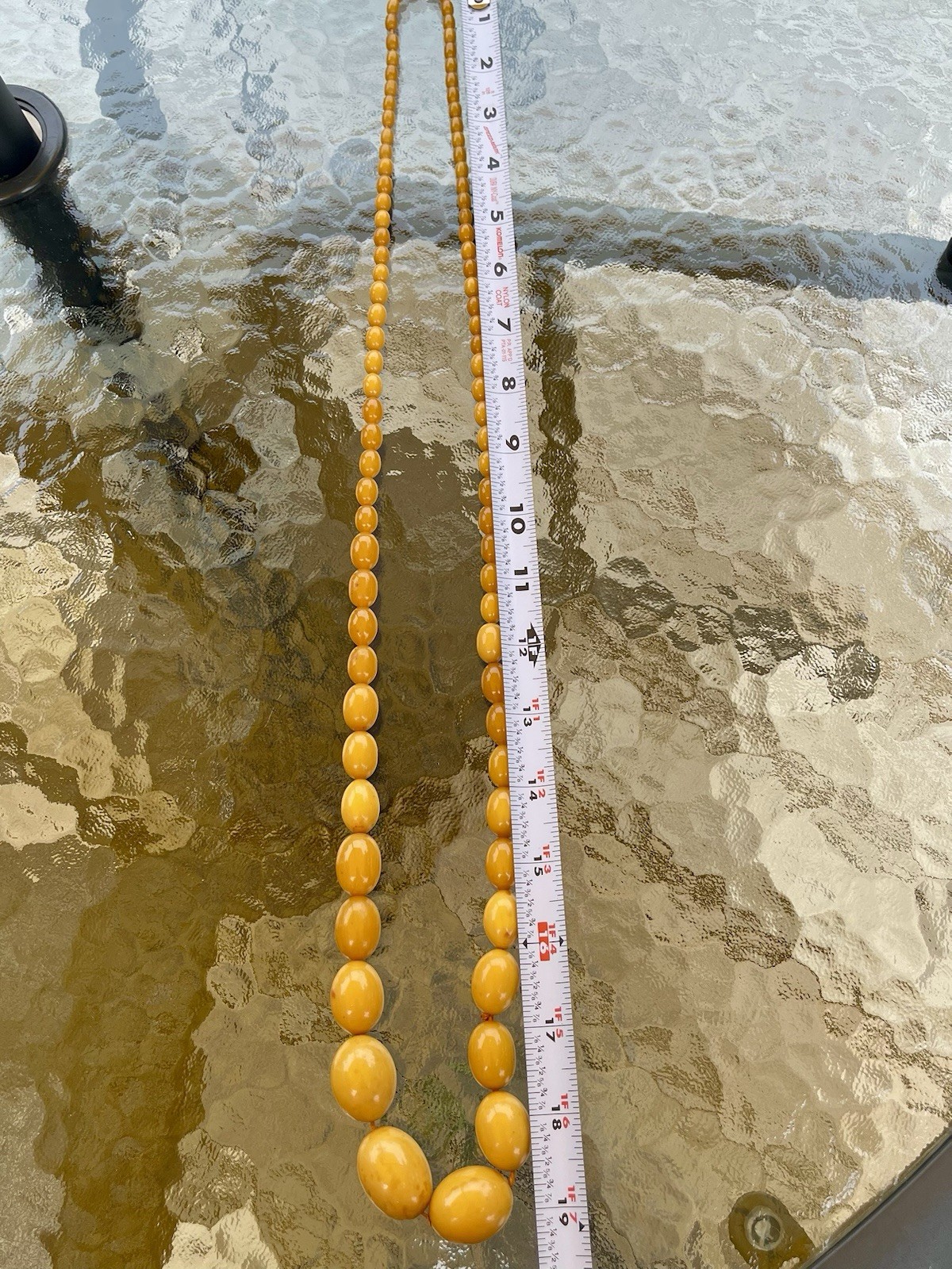 Vintage Estate Butterscotch Egg Yolk Bakelite Beaded Necklace 38”