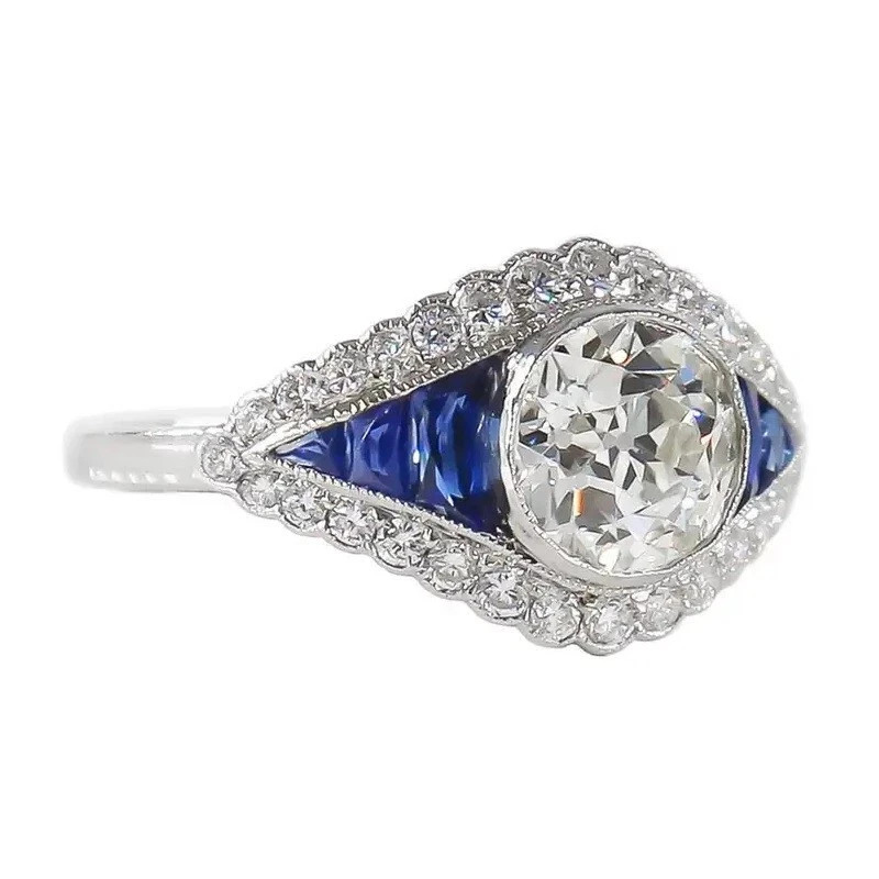 2Ct Art Deco Vintage Style Lab Created Diamond Engagement 14K White Gold FN Ring