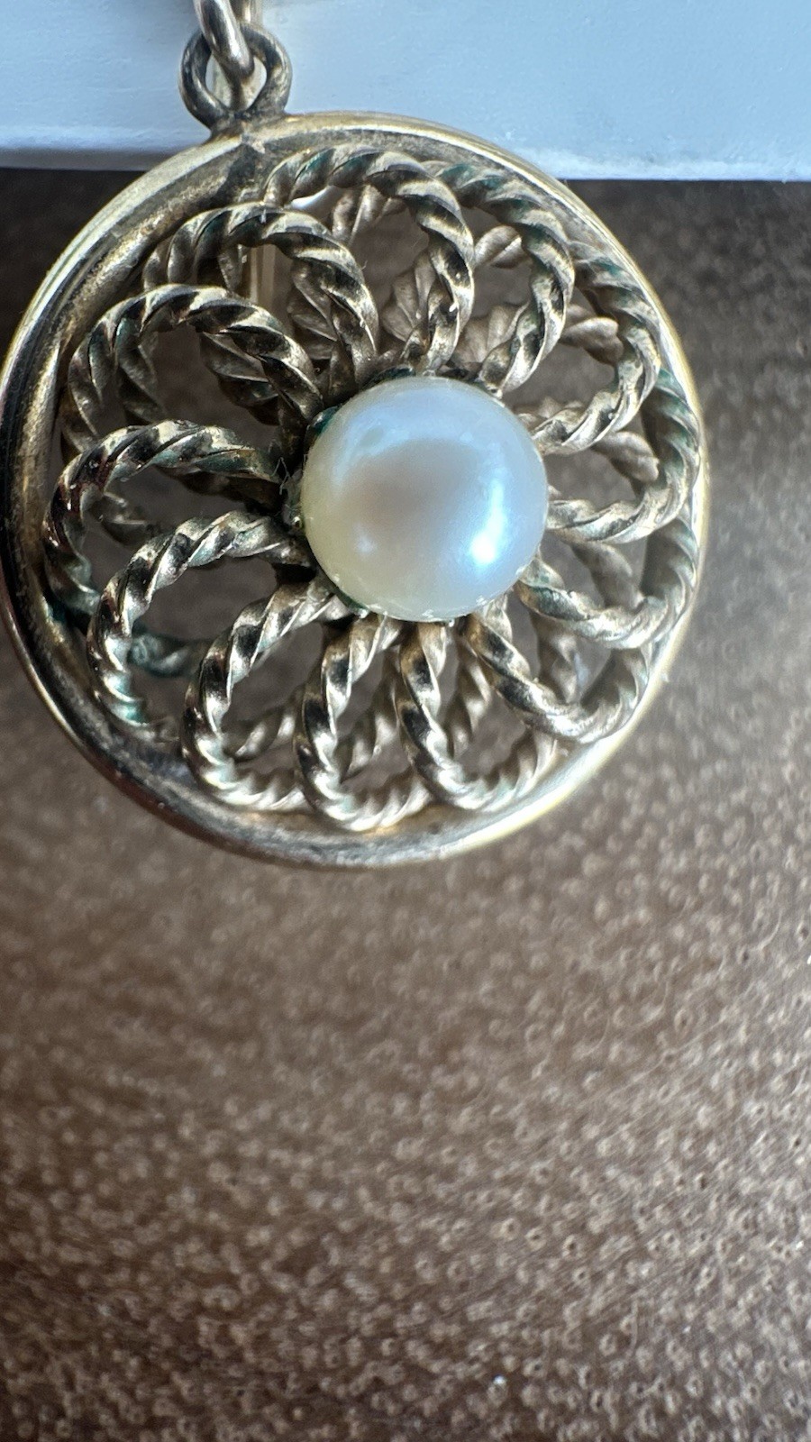 Vintage Faux Pearl 12k Gold Filled Screw Back Dangle Drop Round Earrings MCM