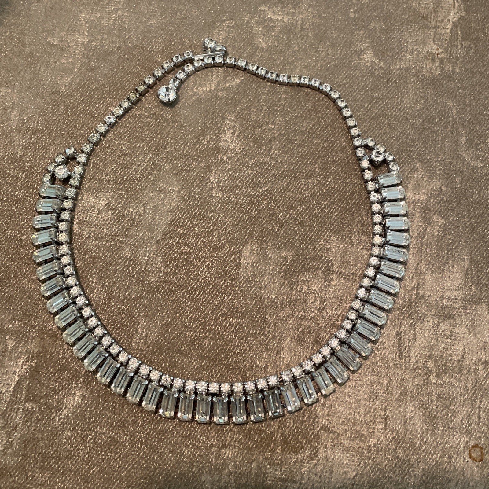 Vintage Kramer of New York Clear Rhinestone Choker Necklace