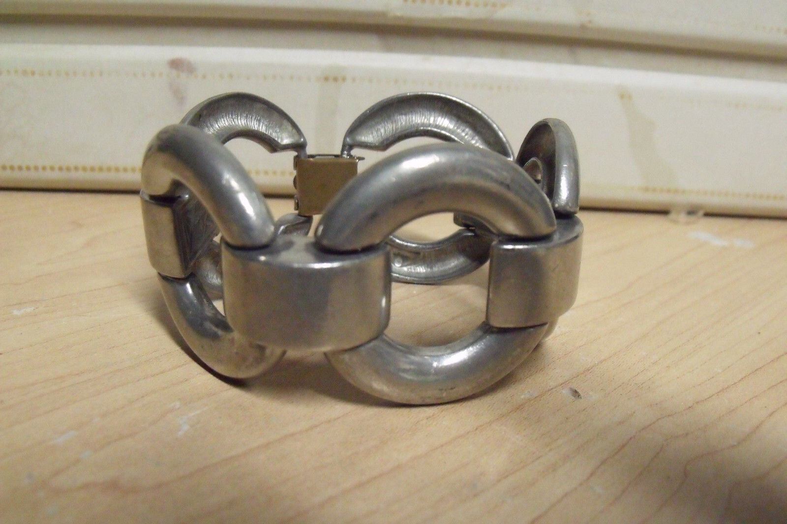 RARE VINTAGE BEN AMUN MODERNIST 7 1/2″ BY 1 1/2″ LINKS ALLOY METAL BRACELET