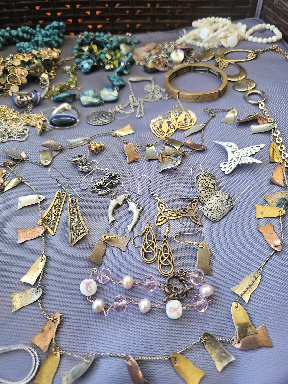 Vintage To Now CRAFT JUNK SCRAP Jewelry Lot Parts Or Repurpose Pre Owned V9