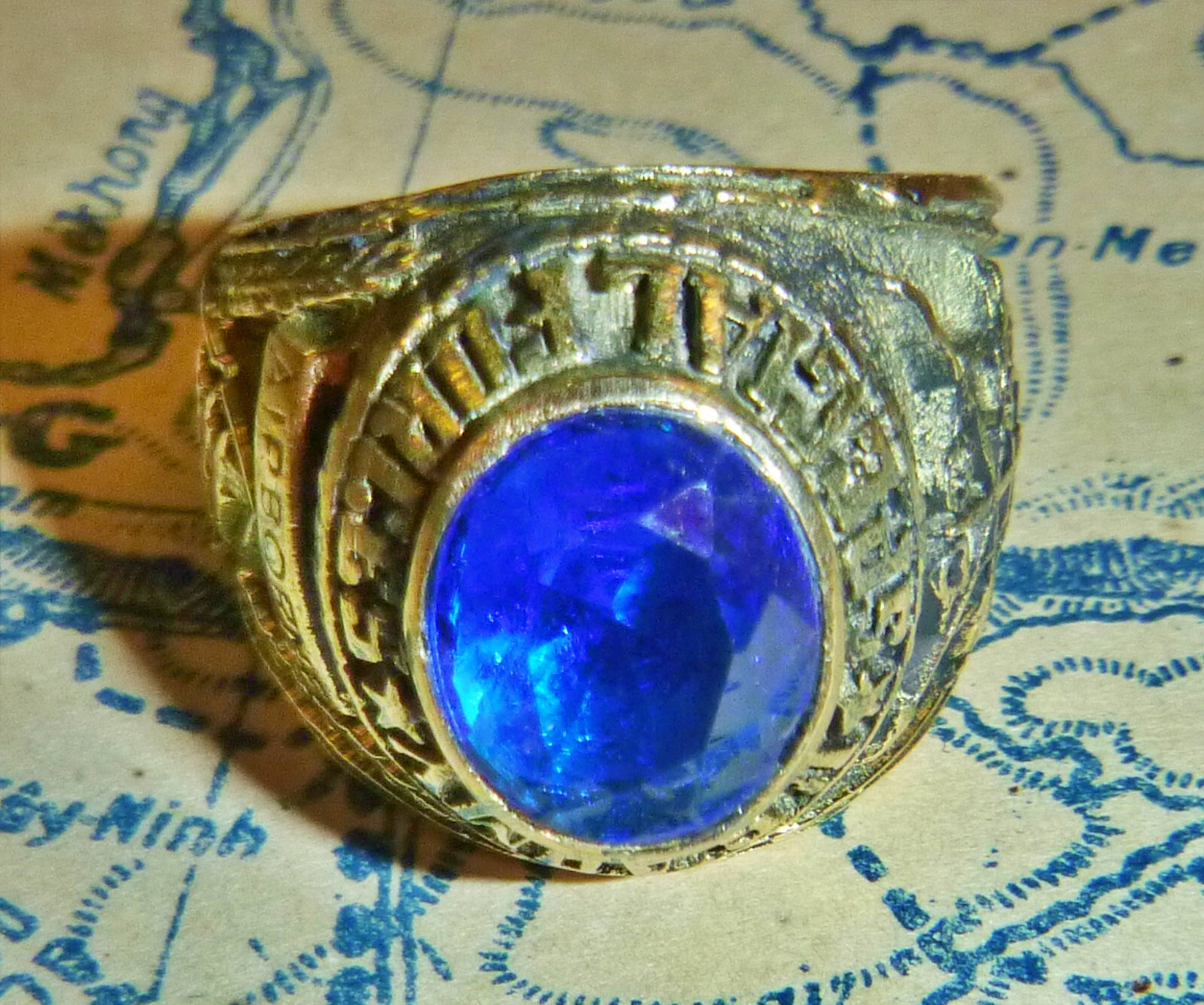 US Special Forces – MENS RING – Small Size 7 – Blue Stone – Vietnam War – R.5