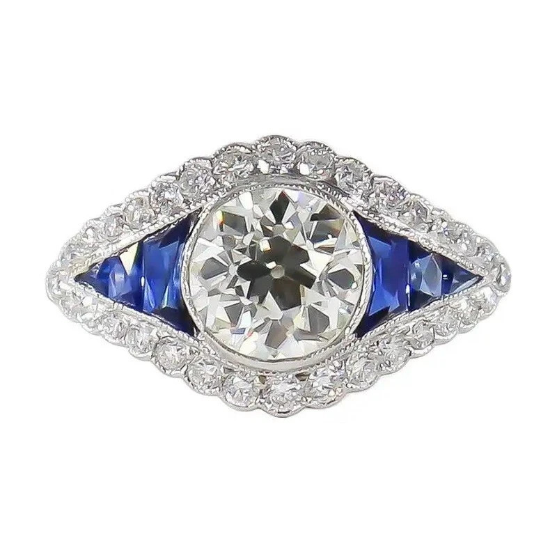 2Ct Art Deco Vintage Style Lab Created Diamond Engagement 14K White Gold FN Ring