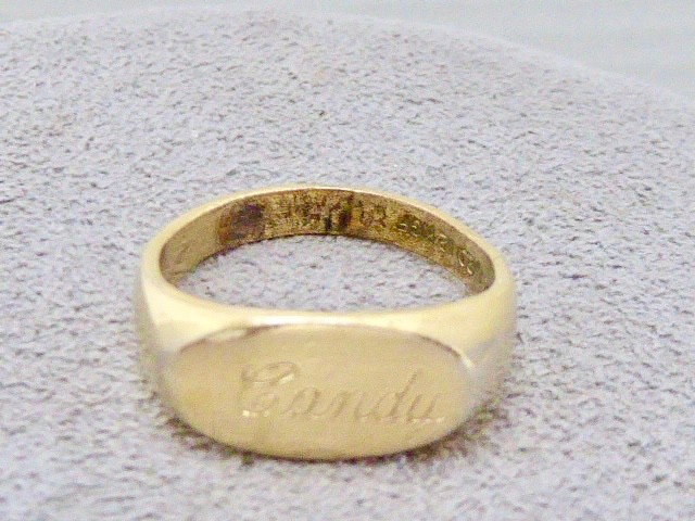 VINTAGE 1/20TH 12K YELLOW GOLD FILLED CHILD’S RING ENGRAVED CANDY SIZE 3.75 RING