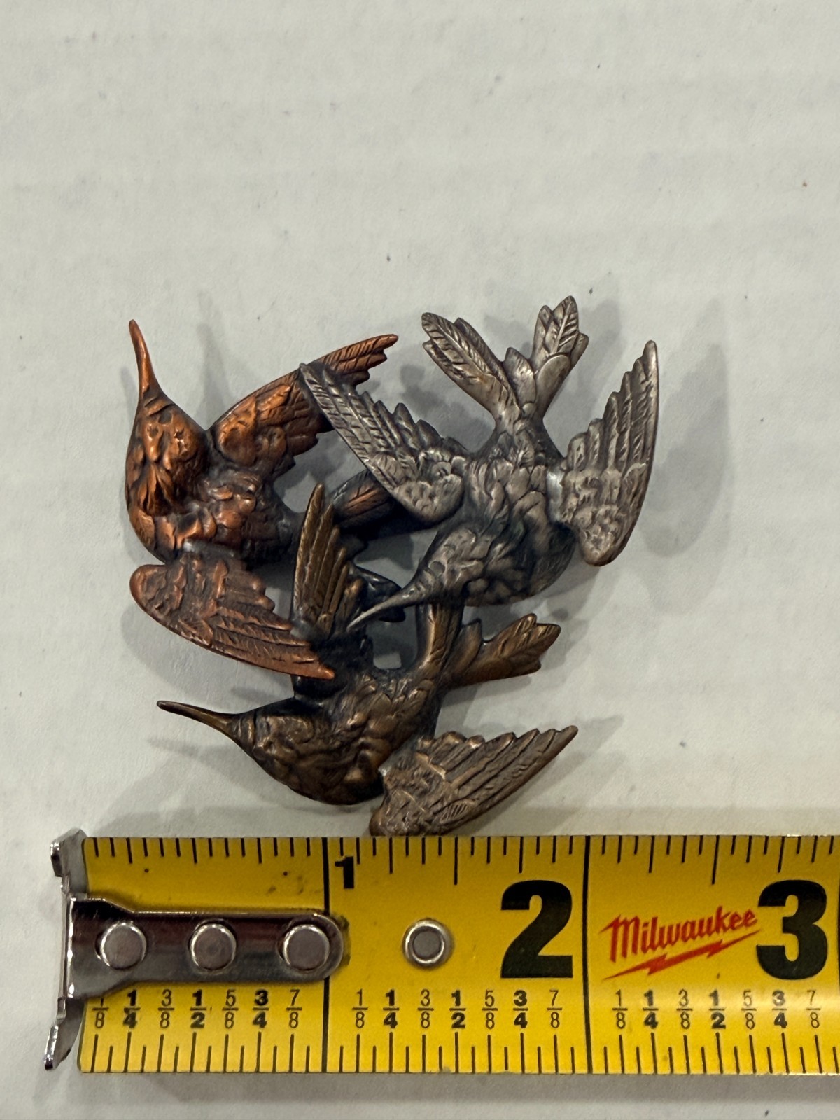 Hummingbirds Figural Brooch Pin K+T Multi Tri-Tone Birds in Flight