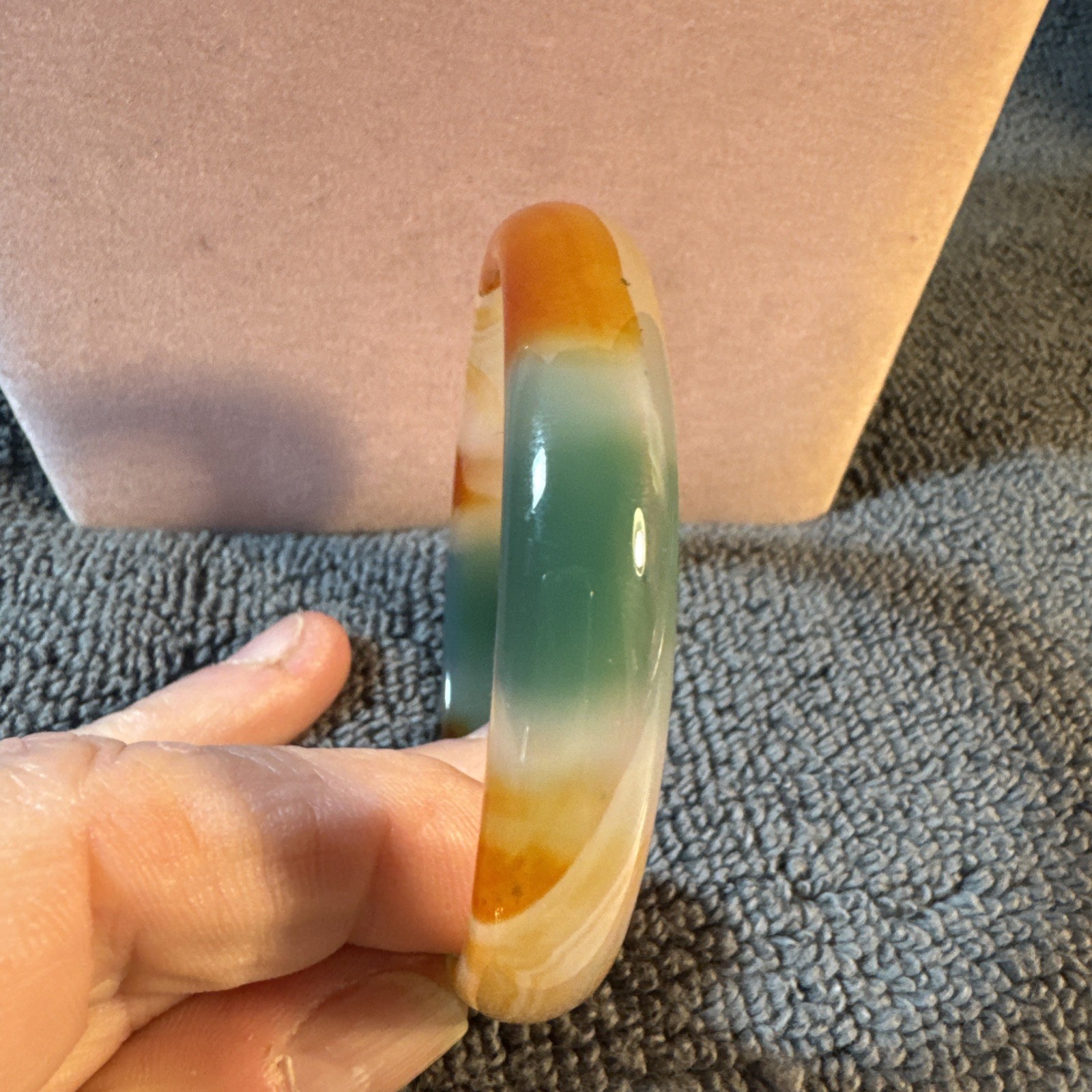 Jadite Or Agate Stone Bracelet Vintage