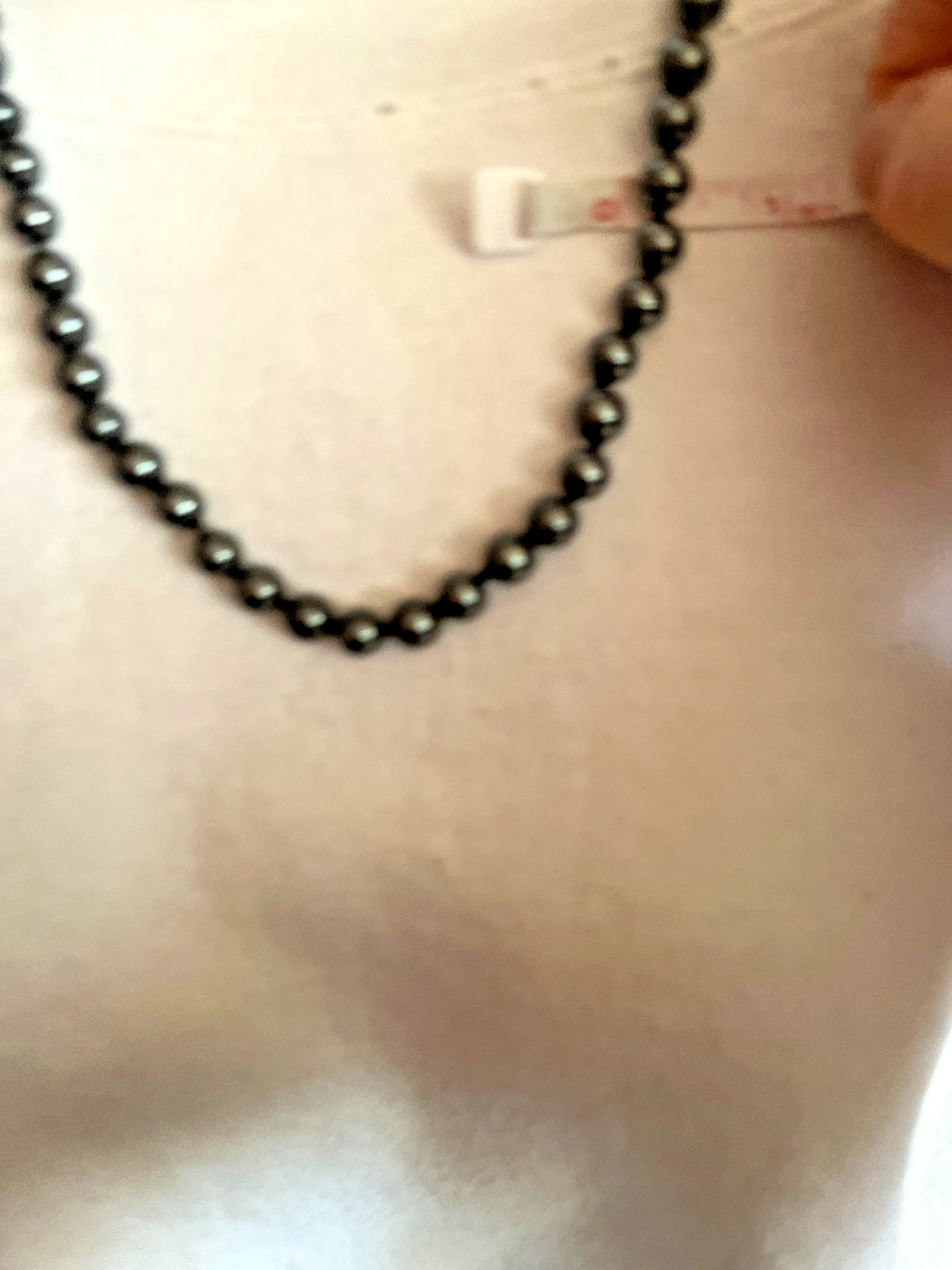 Hematite Vintage 36” Round Beaded Necklace Vintage 80s Semi-Precious Stones