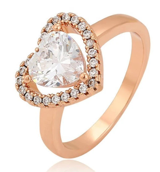 0.50CT Heart Cut White Moissanite Heart Design Women Halo Ring 10K Rose Gold FN