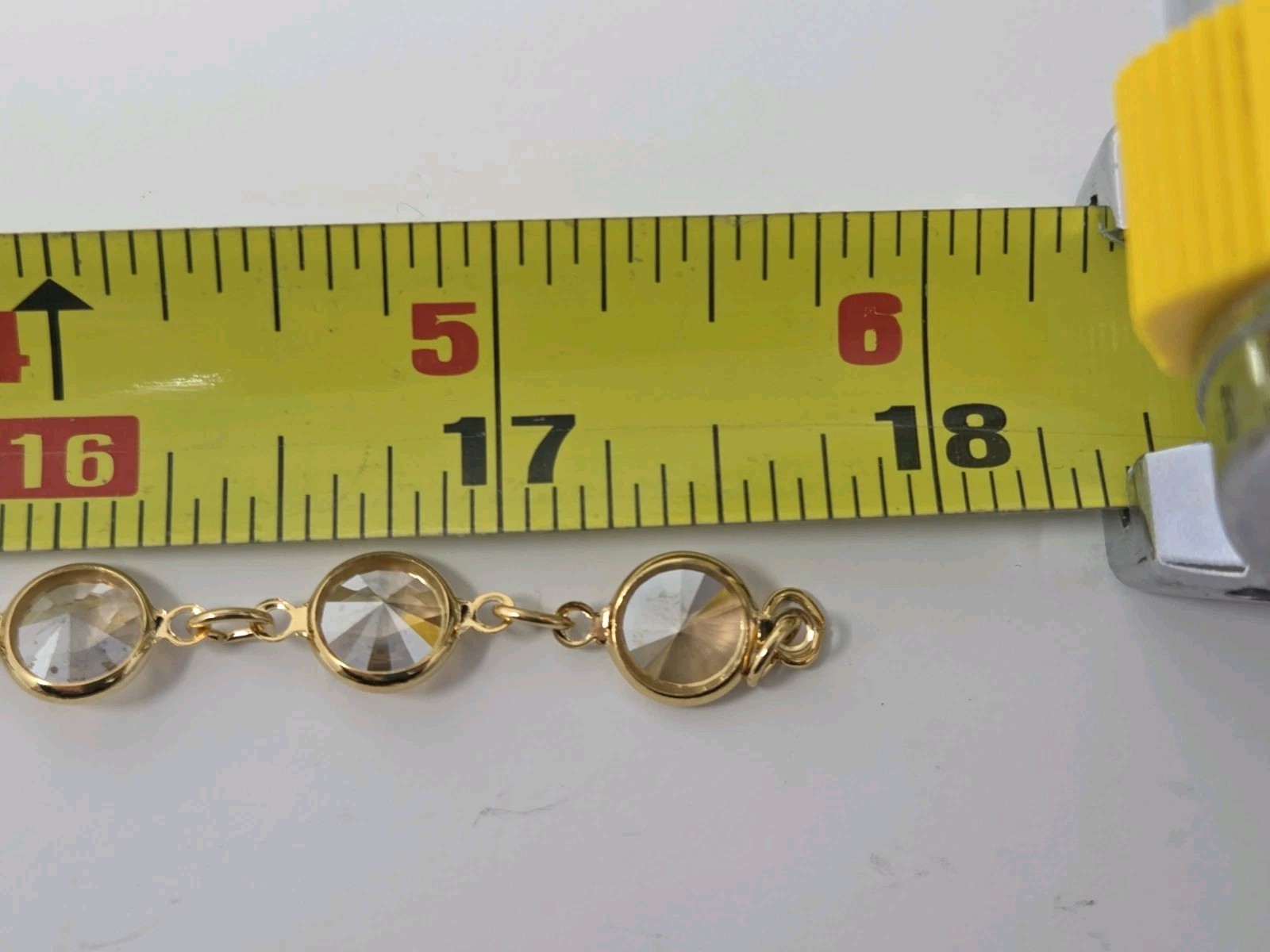 Champagne Crystal Bezel Necklace Gold Tone Vintage 17.5 Inches Sparkly!