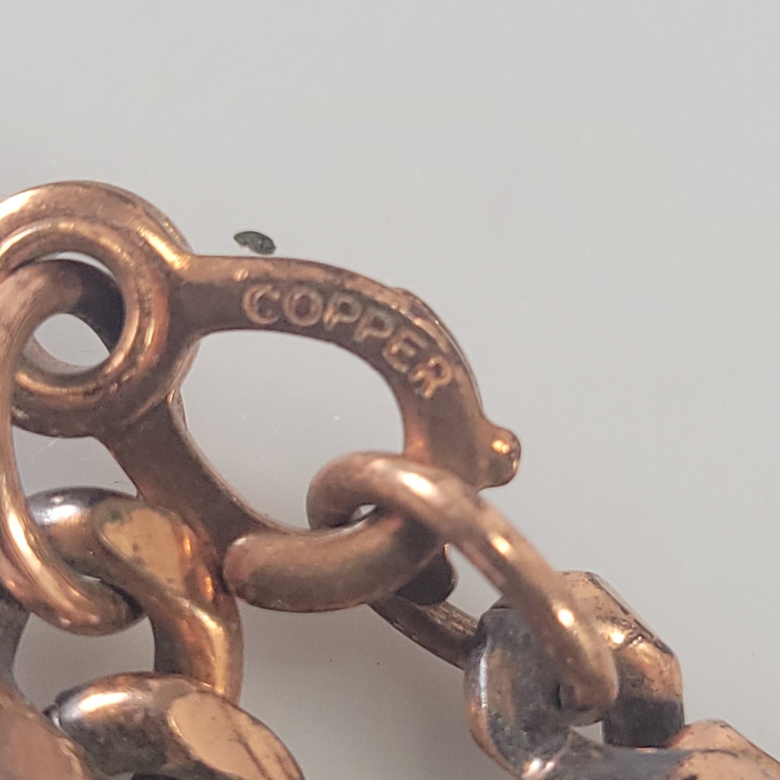 Vintage Solid Copper Curb Link Bracelet 8.5 Inch Unisex Chunky Cuban Chain Boho