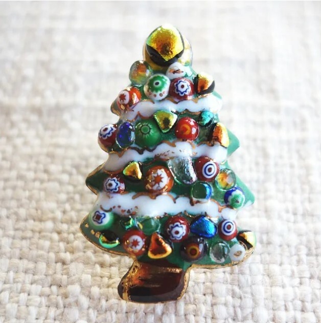Christmas Tree – Japanese cloisonné enamel Pin Badge Made-to-order NEW