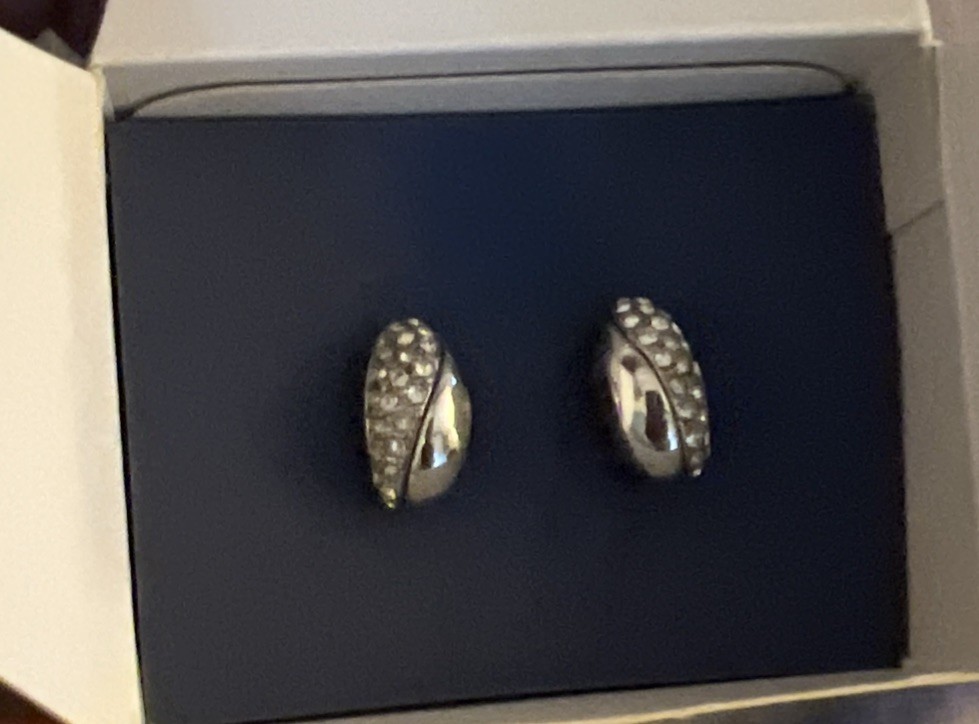 Avon Silver tone Crescent Curve Swirl Statement Earrings
