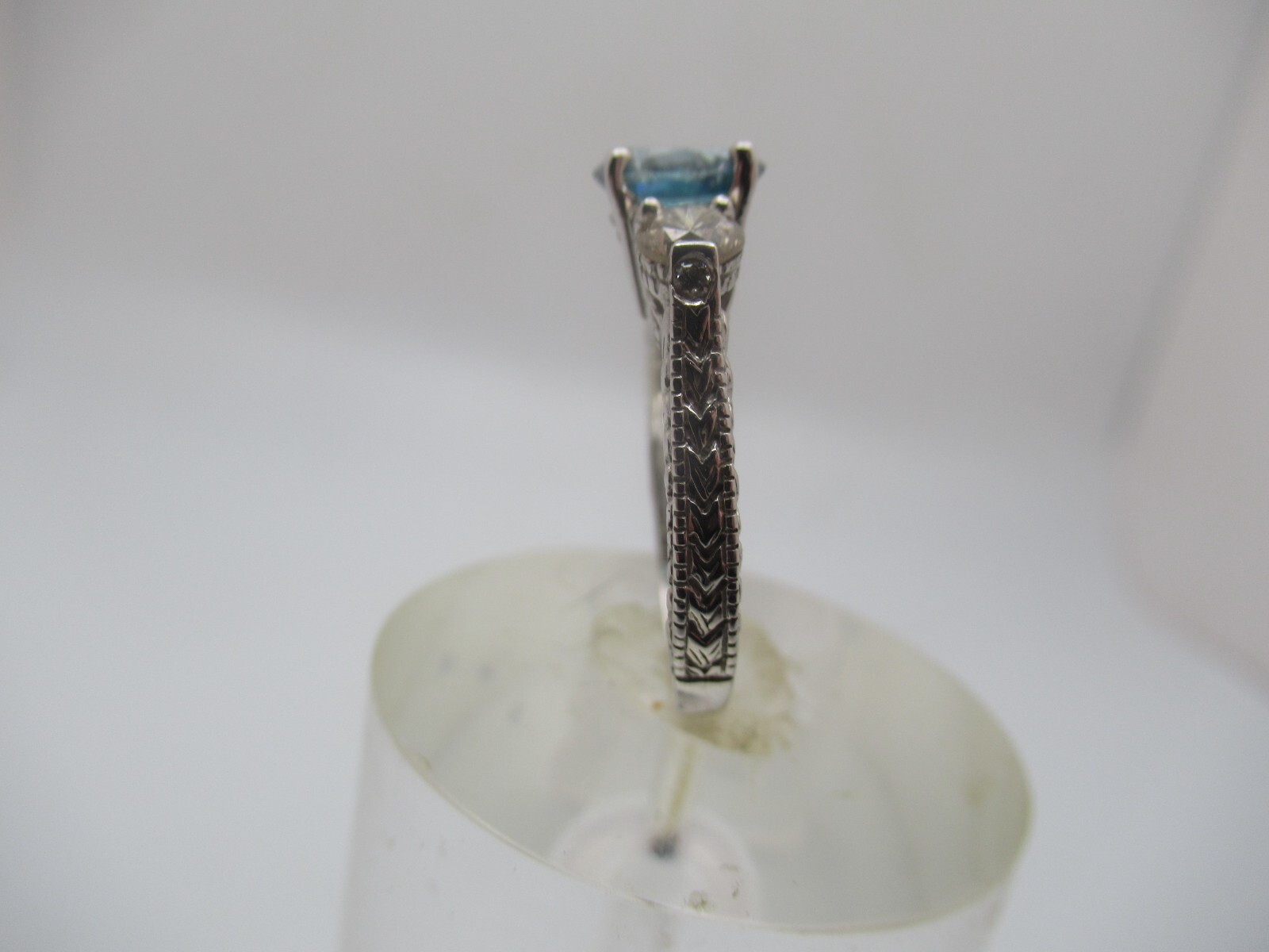 14Kt. White Gold Topaz and Diamond Ring
