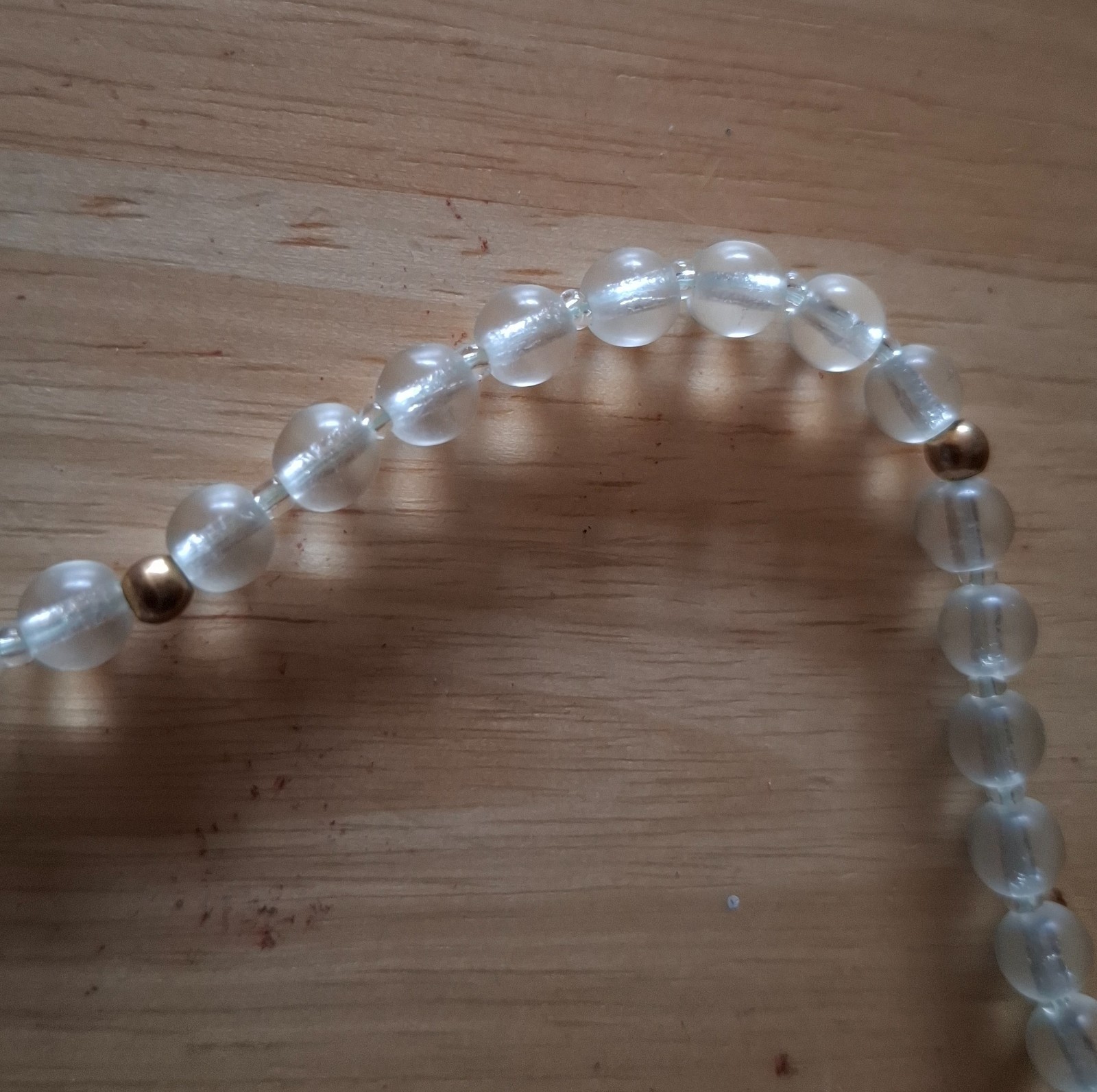 Vintage Jewelry Venetian Murano Blue Wedding Cake & White Glass Beads Necklace