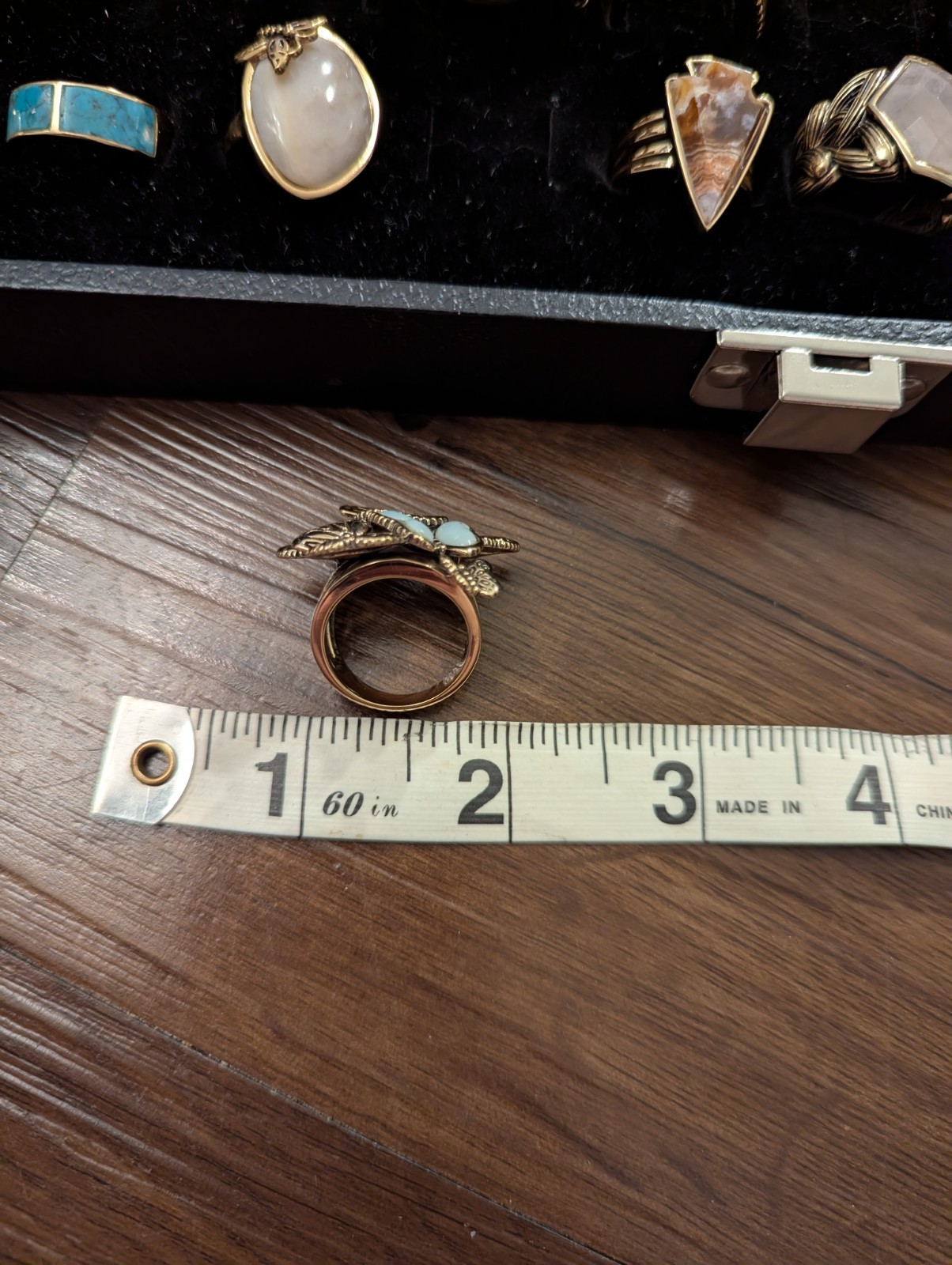 Barse Thailand Genuine Stone Unique Butterfly Detailed Gold Ring Vintage