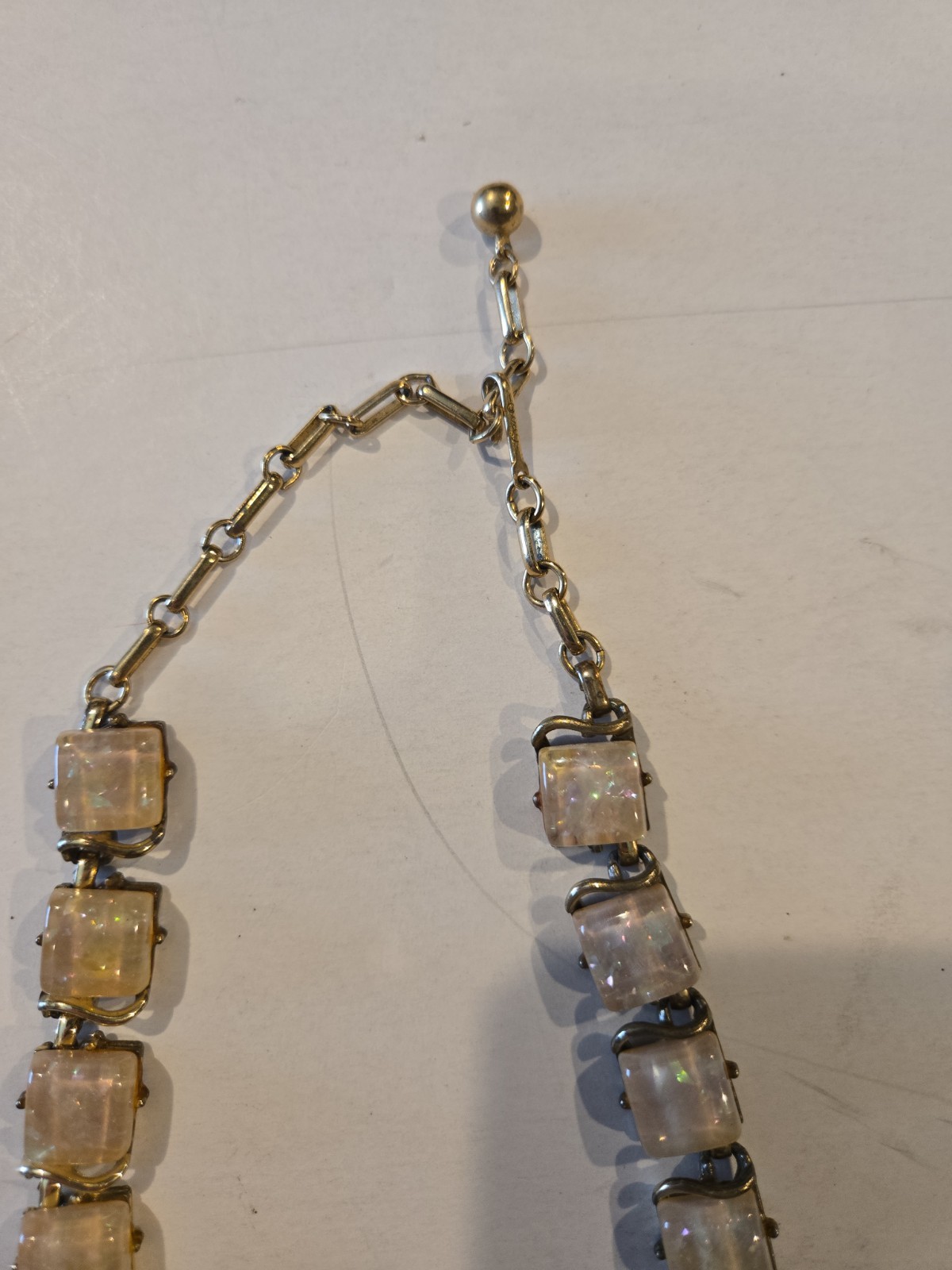 Vintage Coro Faux Opal Lucite Collar Necklace