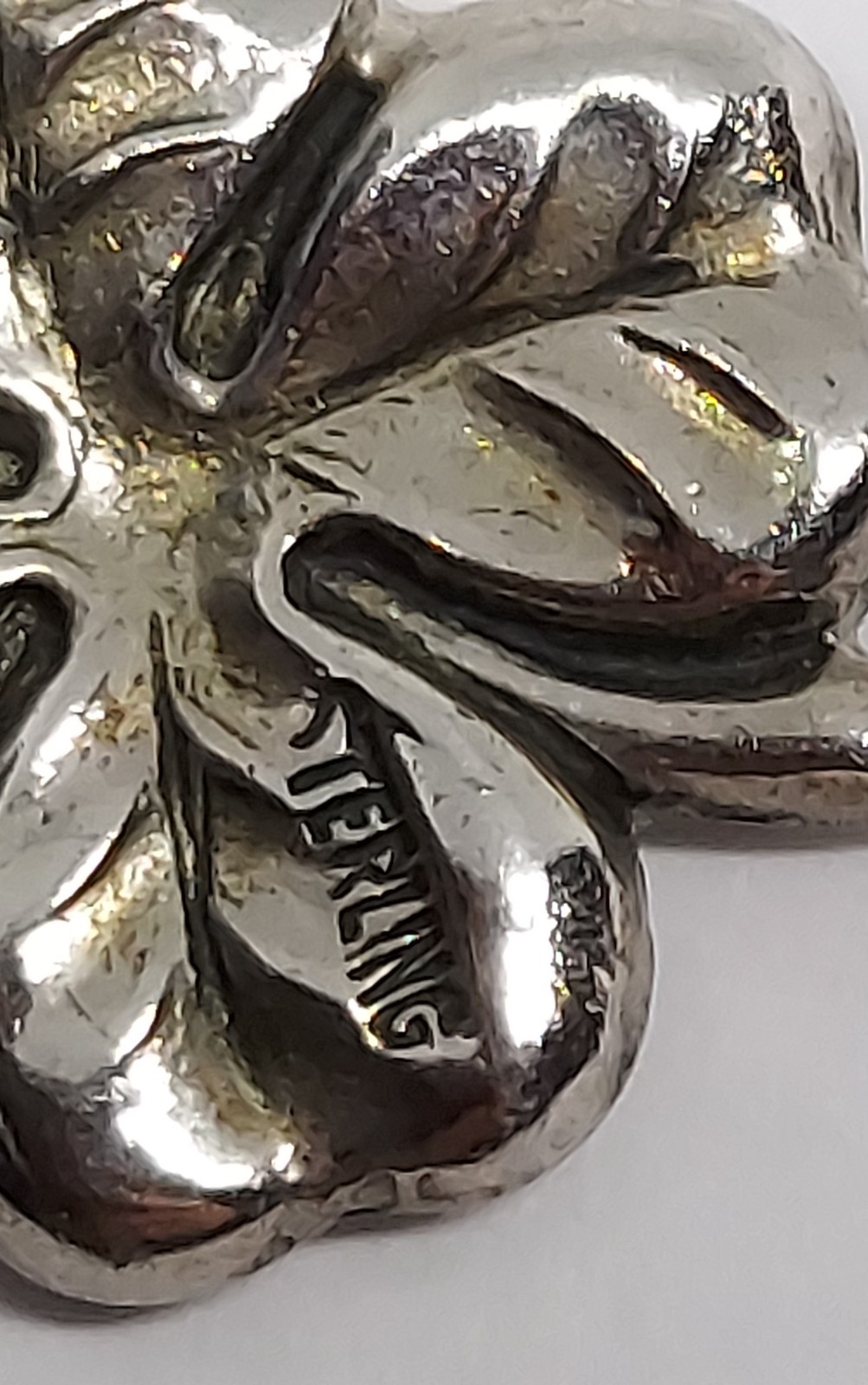 Vintage Sterling Silver Charm Shamrock lucky Clover 3D