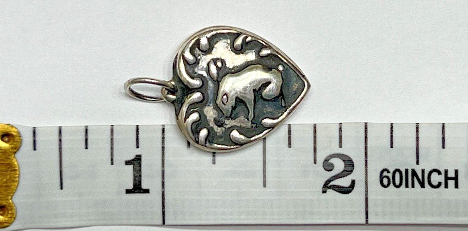 Estate Silver Heart Charm Pendant Bunny Rabbit Vintage Antique Puffy 925 US