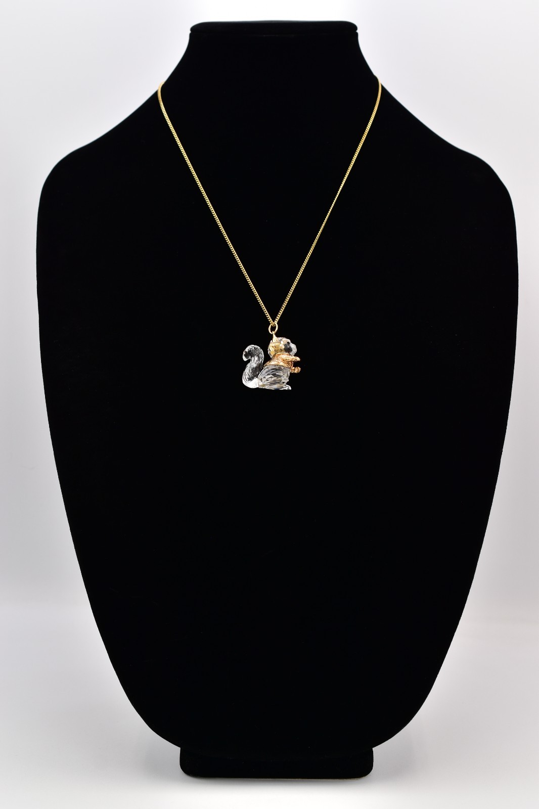 Swarovski Vintage Crystal Memories Squirrel Pendant Necklace Gold Boxed Bin1