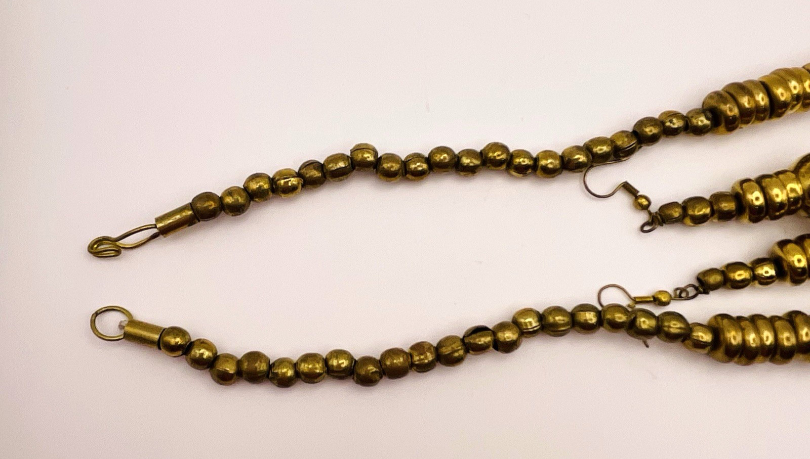 Vintage Artisan Statement Brass Made in India Necklace and Earrings